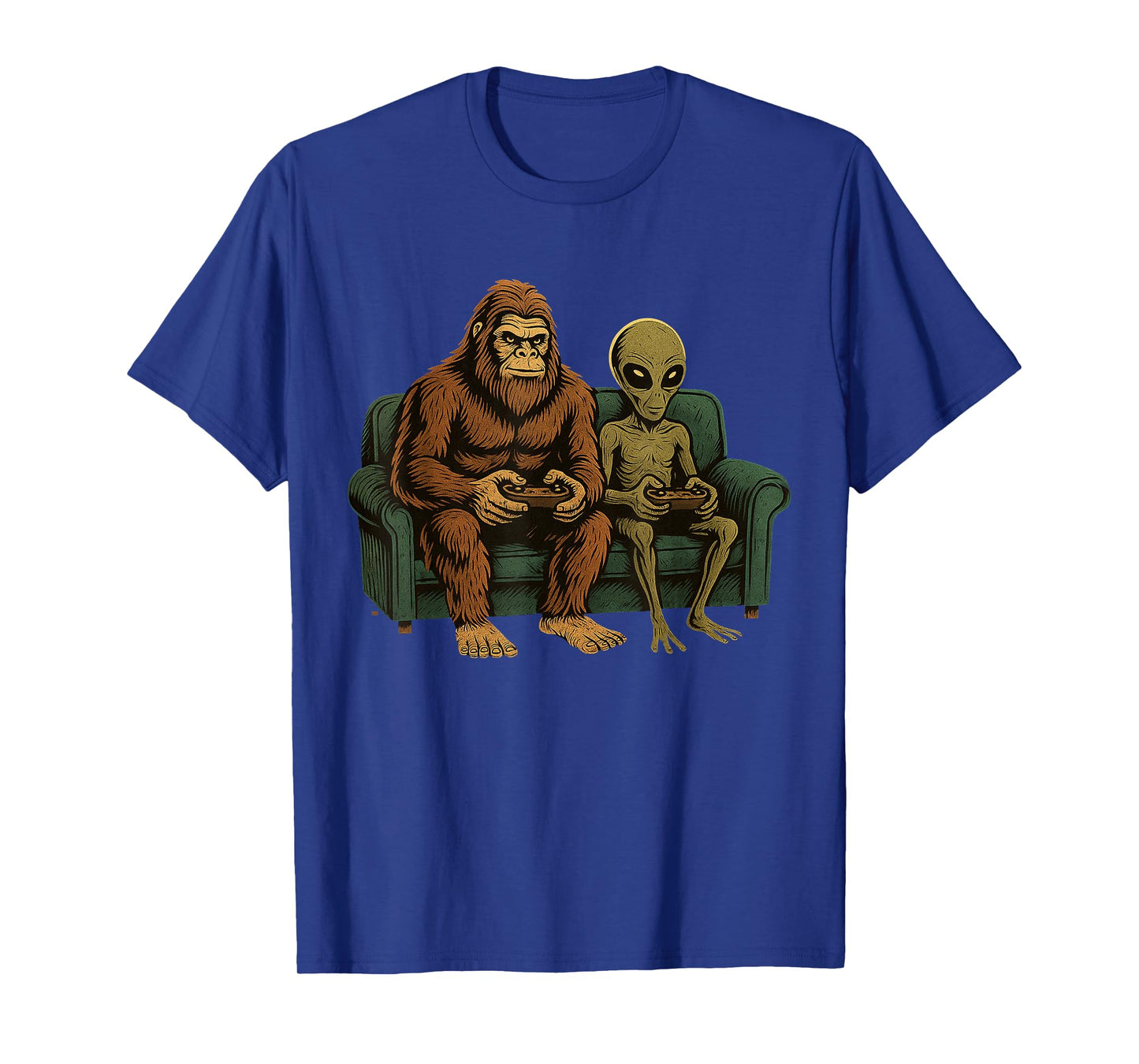 Bigfoot Alien Video Games Shirt Men Boys Gaming Sasquatch T-Shirt