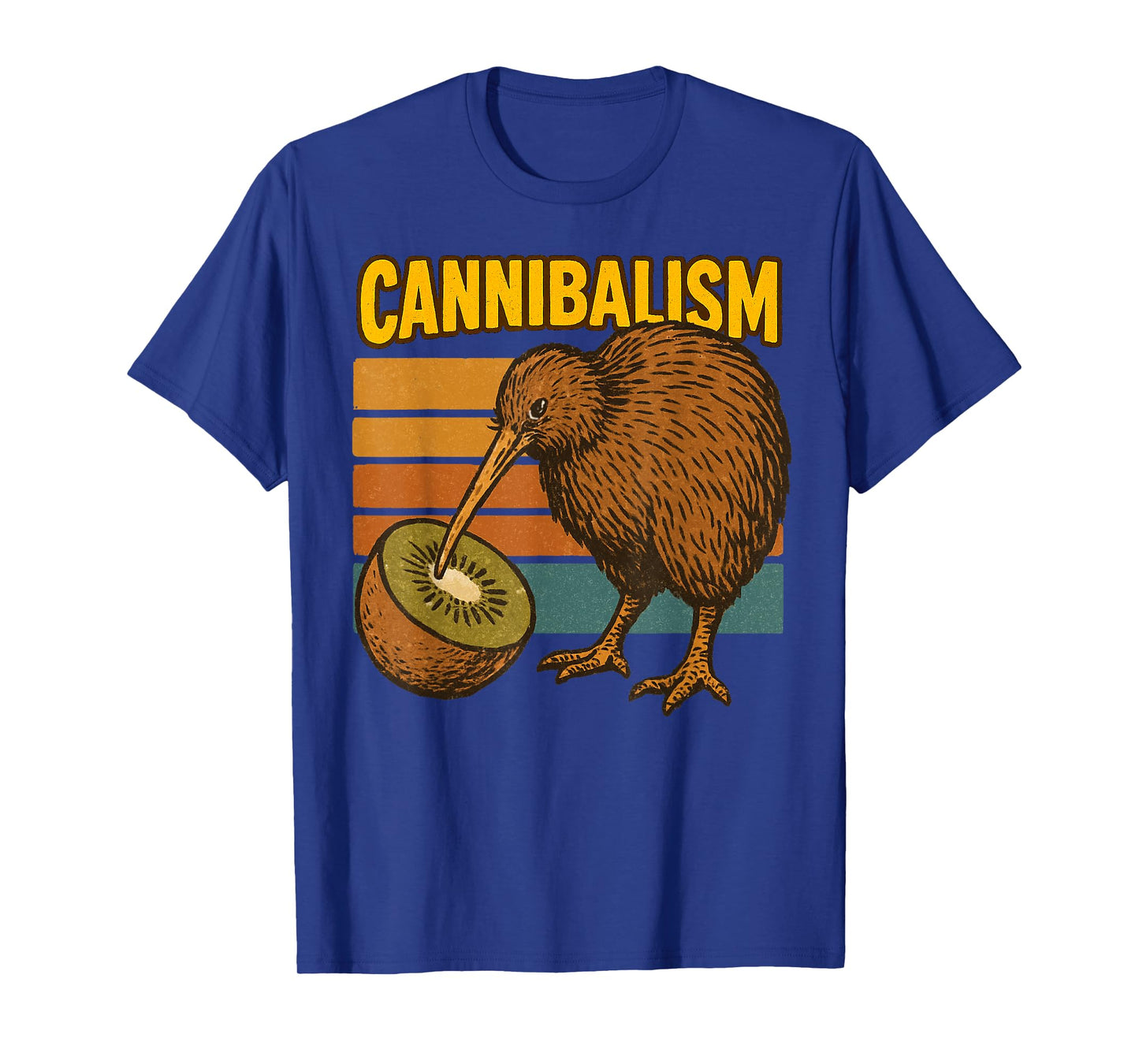 Funny Kiwi Bird Eating Kiwi Cannibalism Retro Dad Joke T-Shirt