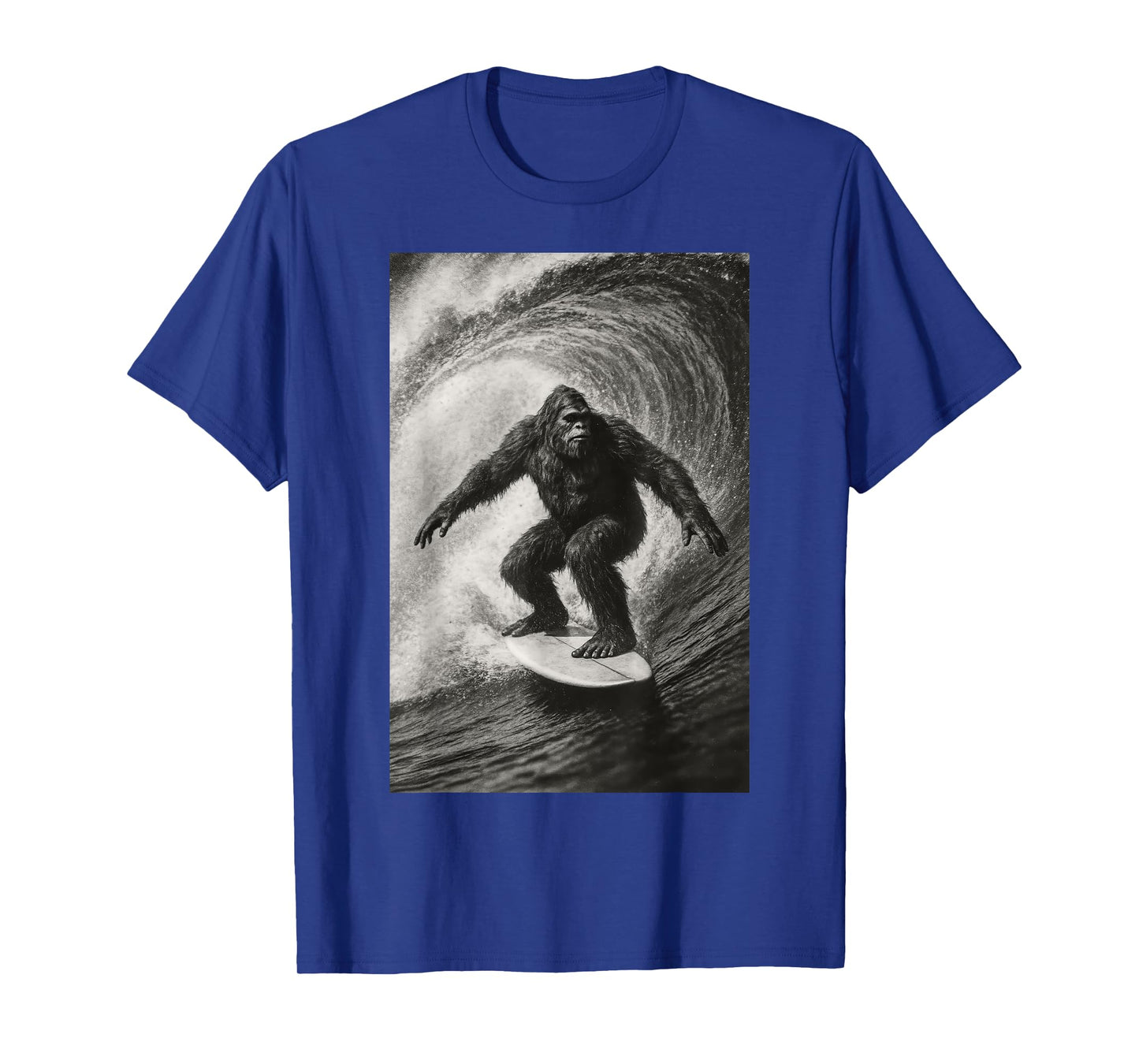 Funny Surfing Bigfoot Sea Selfie On Surfboard Beach Animal T-Shirt