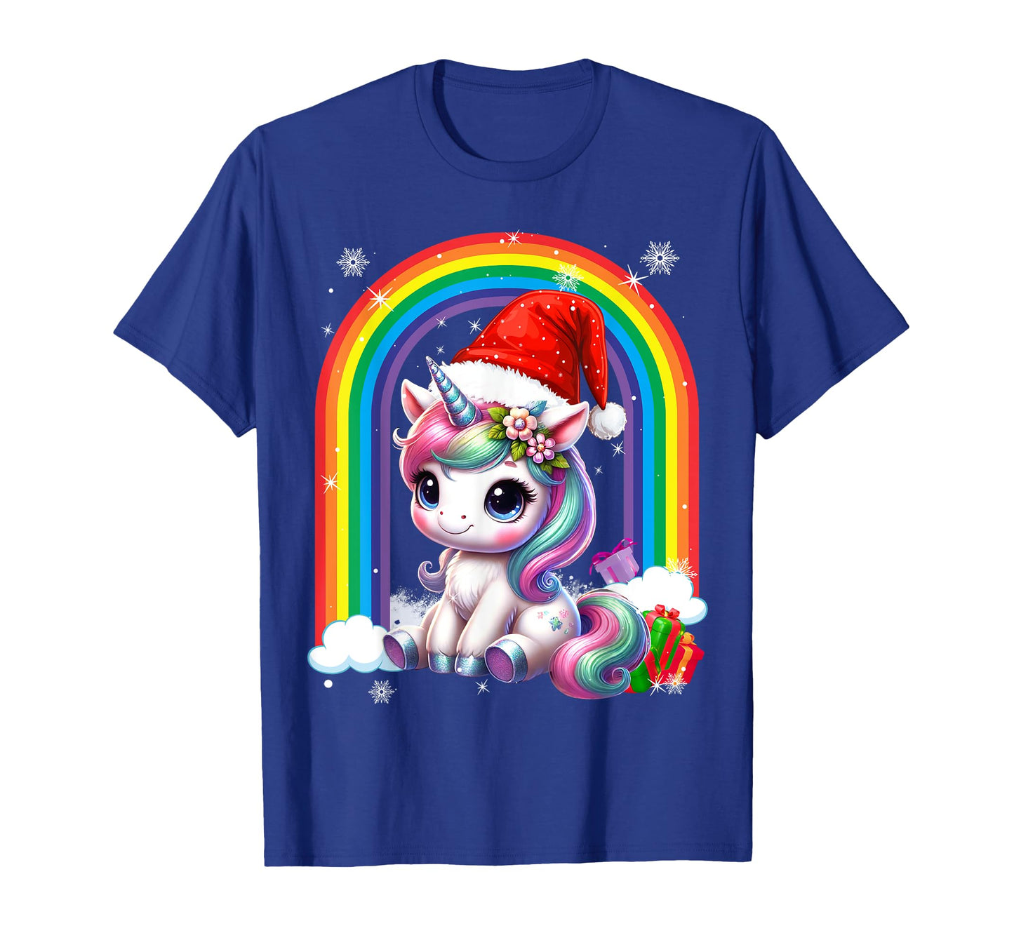Unicorn Girls Christmas 2025 Women Kids Santa Unicorn Xmas T-Shirt