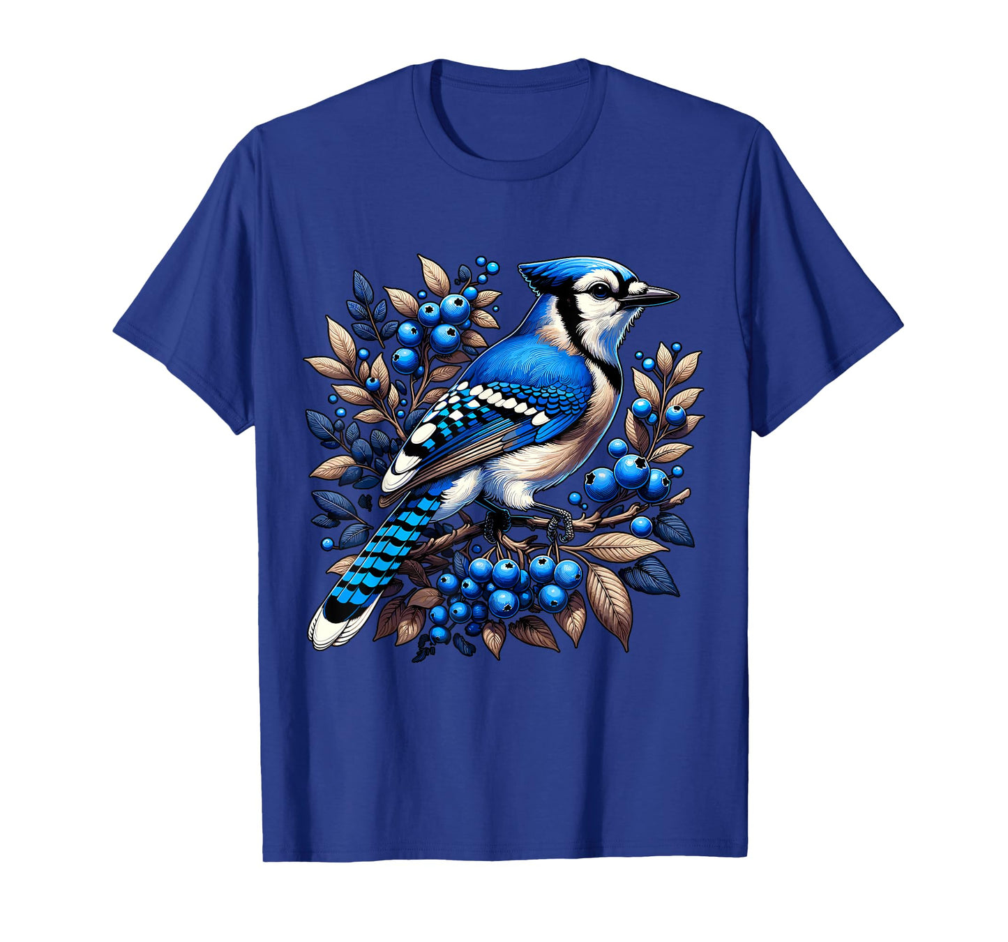Blue Jay Bird T-Shirt, Small, Black