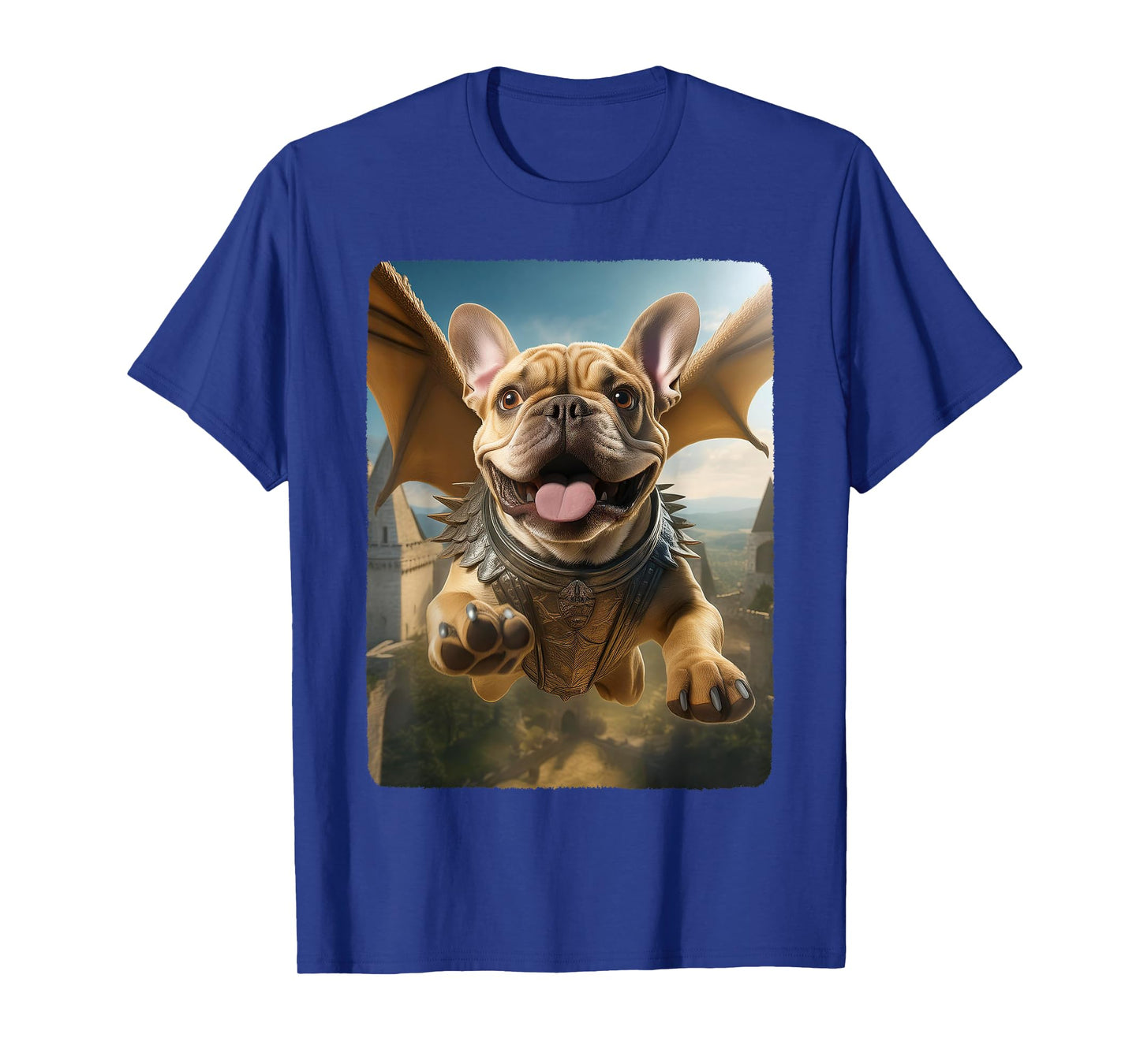 Frenchie Flying Cute Fantasy From Dog House to Sky Dragon Men Women Girls Kids T-Shirt