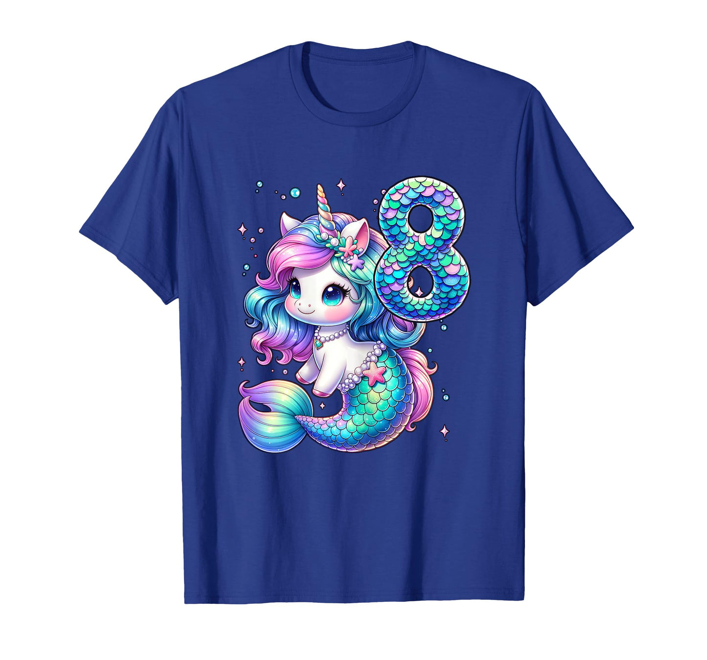 Unicorn Mermaid 8th Birthday 8 Year Old Party Girls Outfit T-Shirt