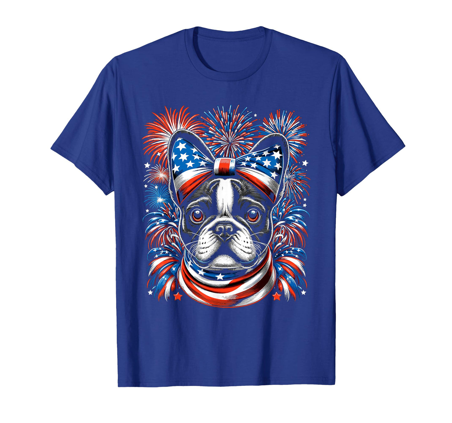 French Bulldog Patriotic 4th Of July USA American Flag T-Shirt for Women Men