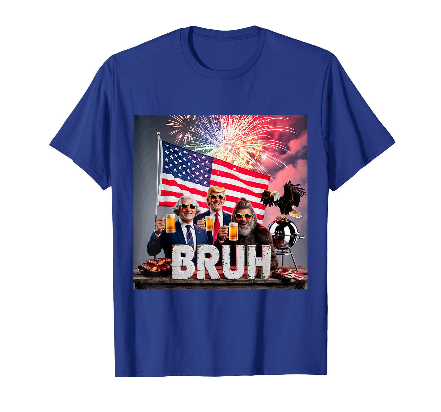 4th of July Brainrot AI Slop Trump George Washington Bigfoot T-Shirt