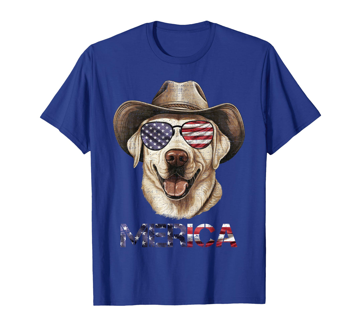 Labrador Dog With Glasses, Merica Lab Dog With USA Flag Women Kids Men T-Shirt