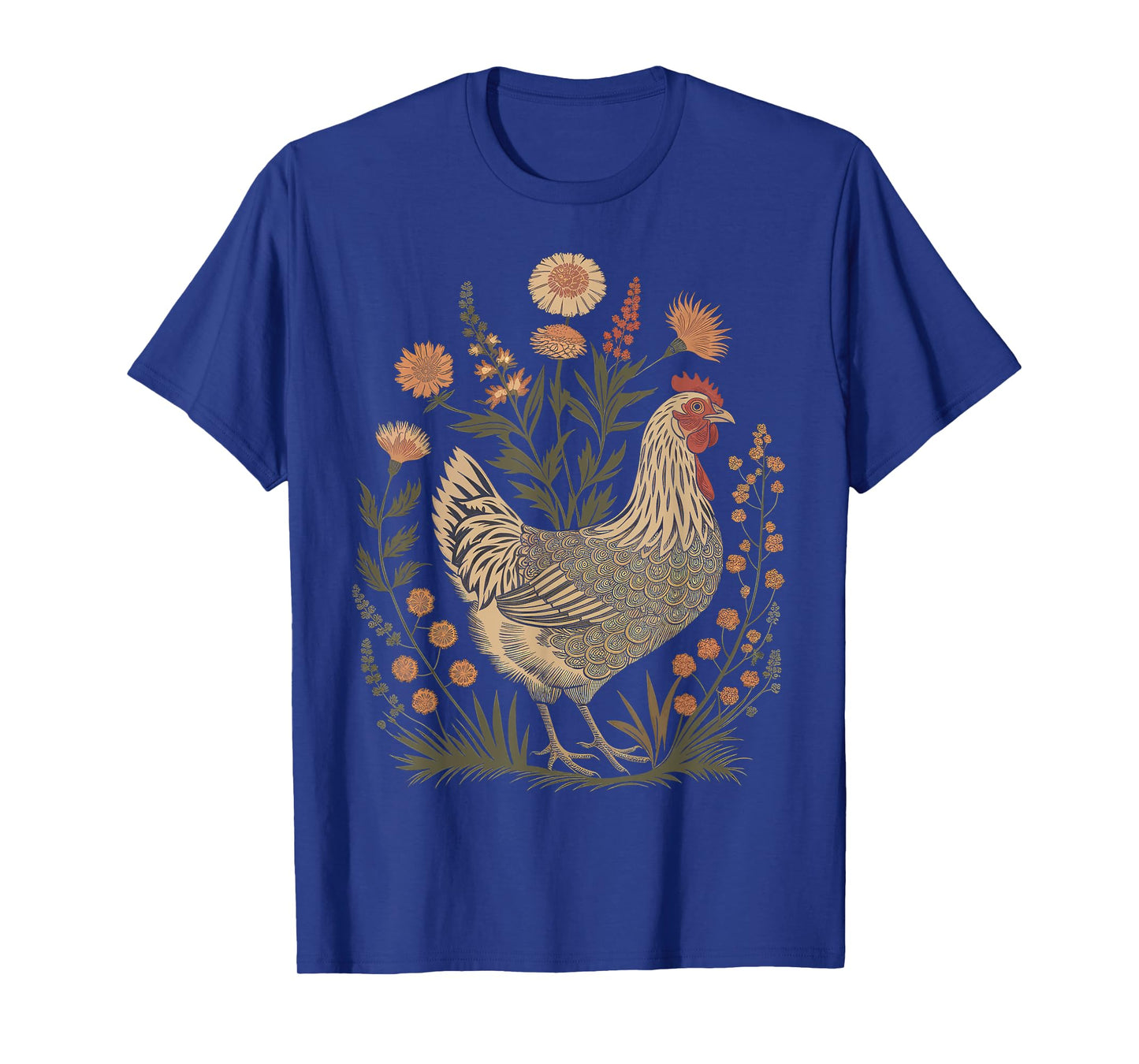 Chicken Floral Art Graphic Women Farm Chicken Lover Colorful T-Shirt