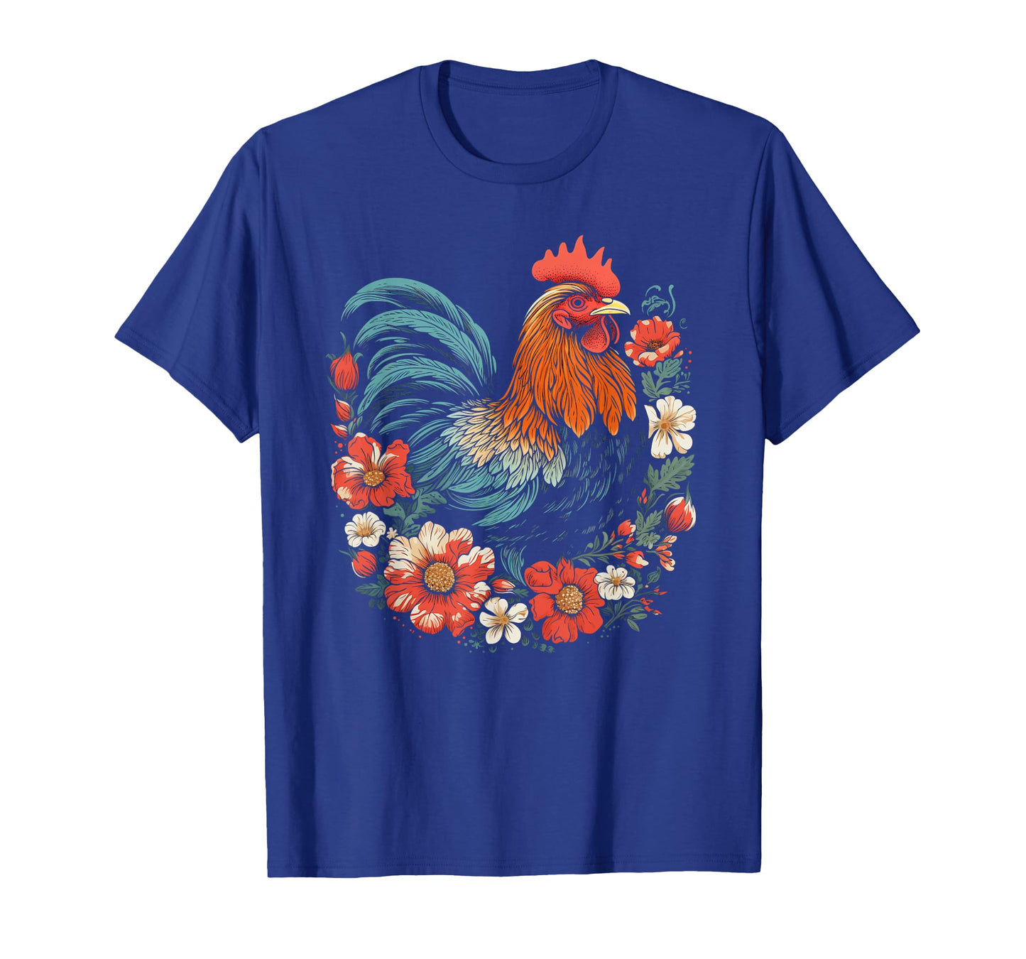 Chicken Vintage Flowers Floral Poultry Farmer Farm Animal T-Shirt