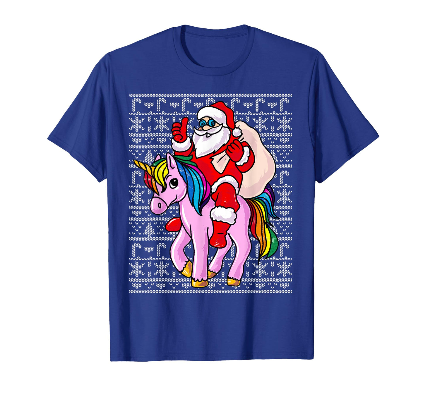 Santa Claus Pink Unicorn Girls Womens Ugly Christmas Kids T-Shirt
