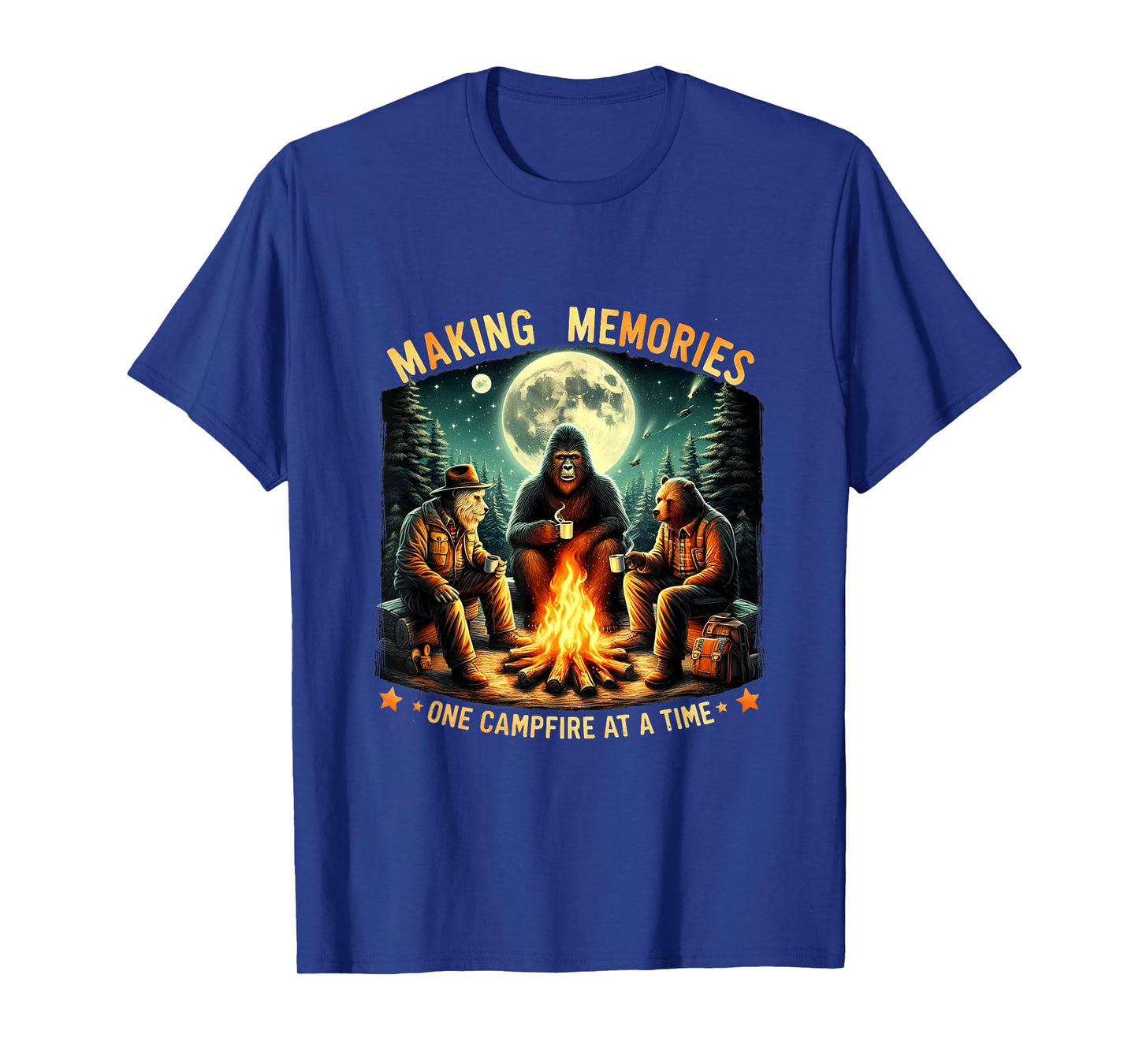 Retro Making Memories One Campfire At A Time Bigfoot Camping T-Shirt