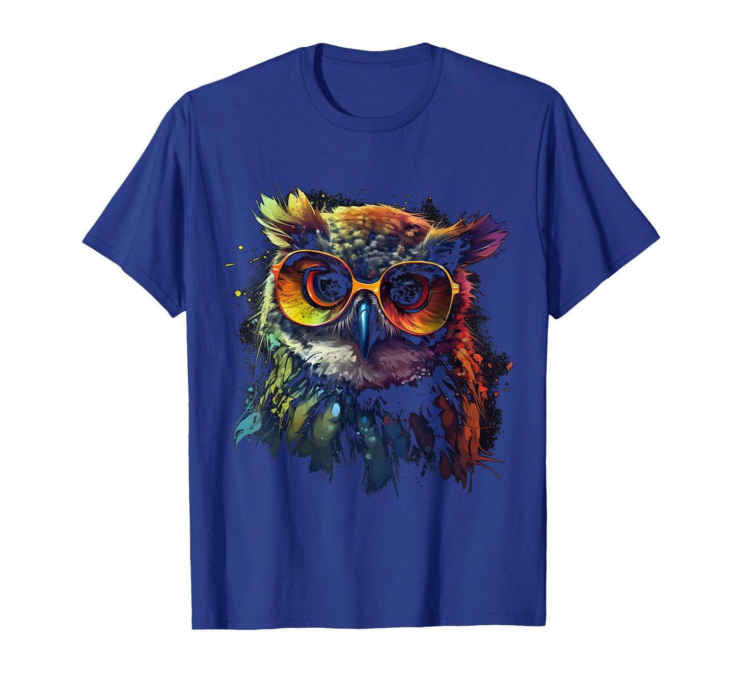 Owl Artwork - Animal Glasses Colourful Bird Art Owl T-Shirt