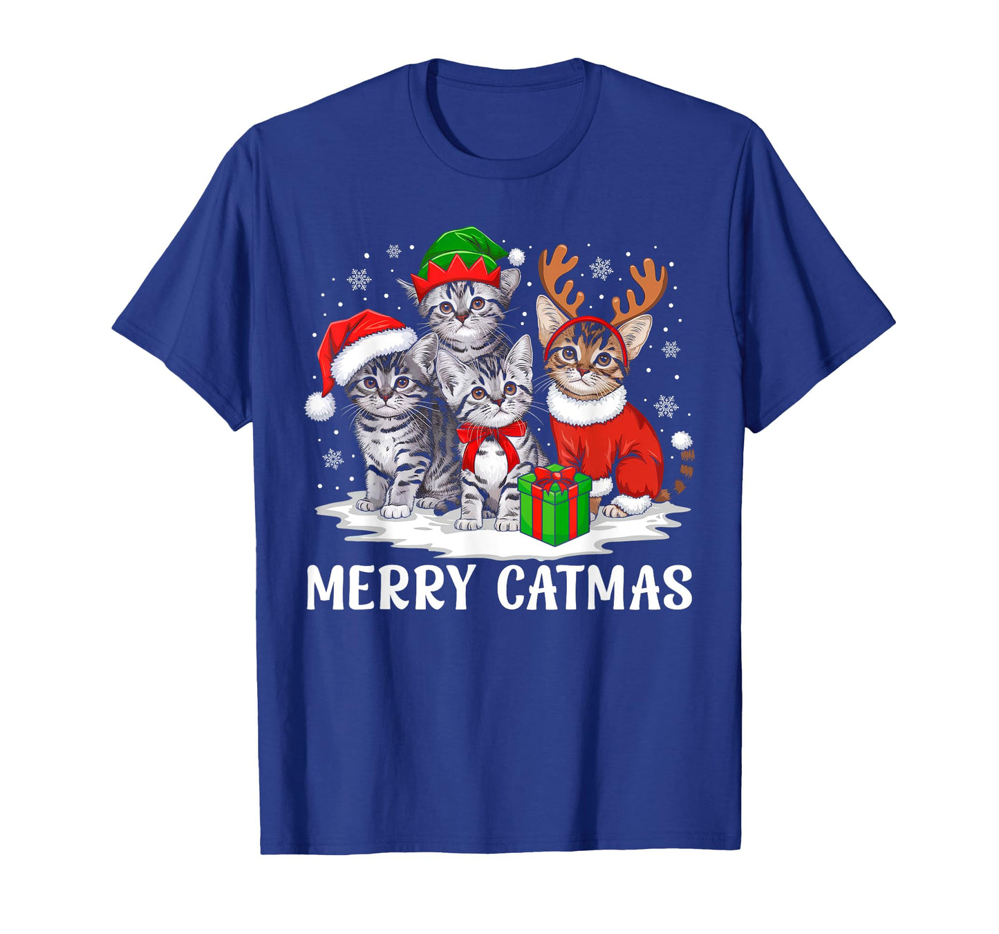 Merry Catmas Cat Christmas Light Xmas Family Men Women Kids T-Shirt