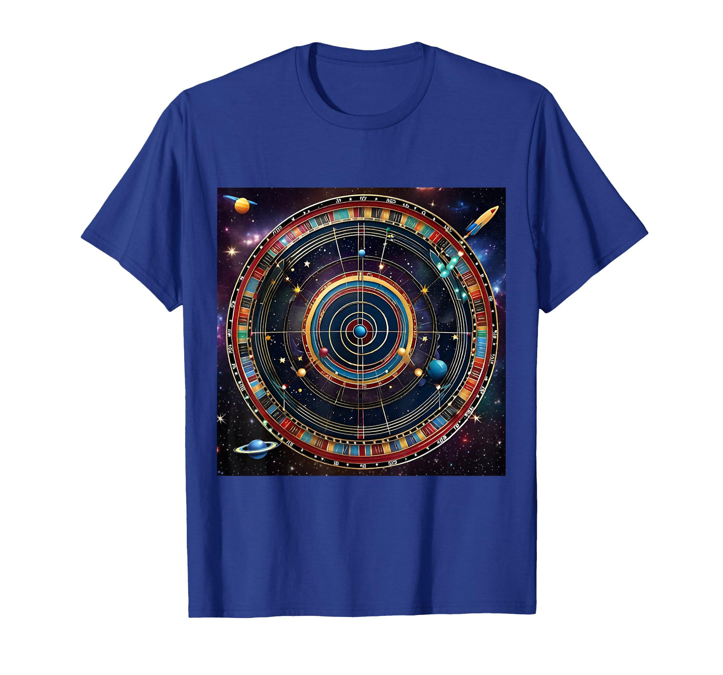 Bullseye Beyond Unisex-Adults Kids T-Shirt, Black, Small, Short Sleeve, Modern, Astrological, Sports, Professional, Themed-T-Shirts, Interstellar Challenge: Cosmic Dartboard T-Shirt