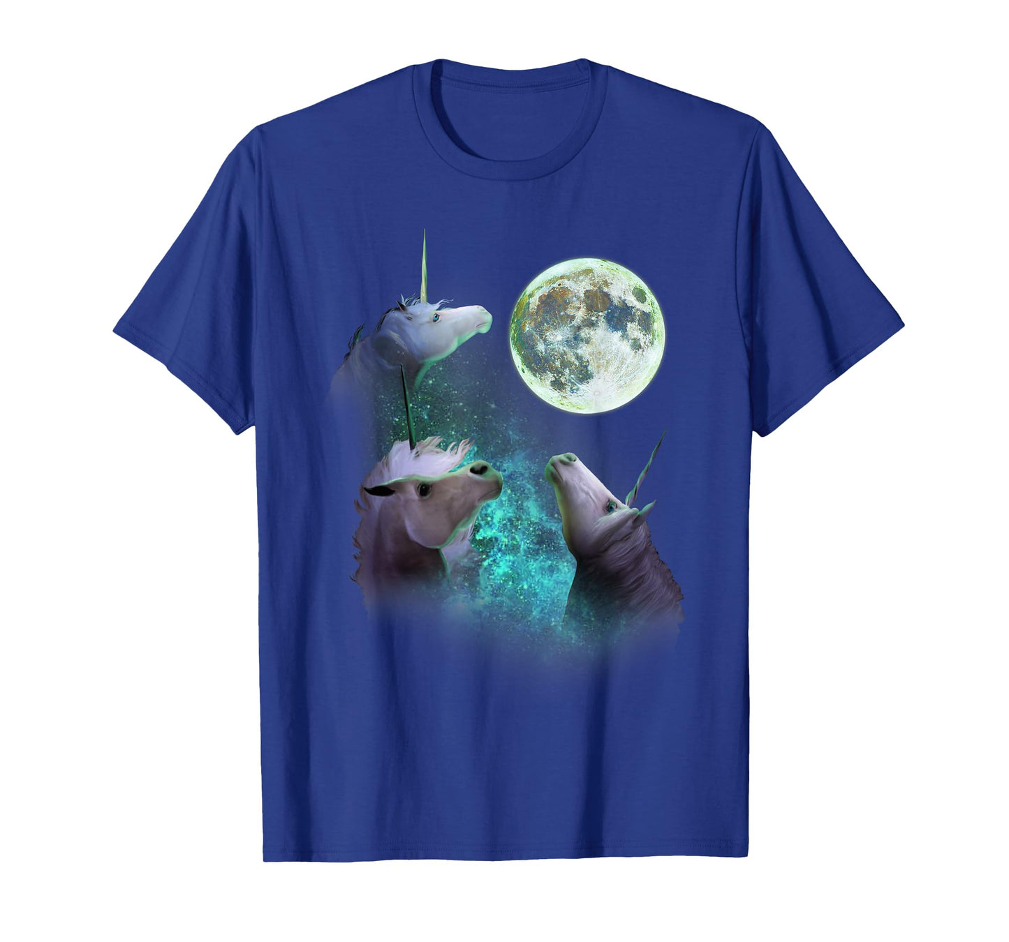 Three Unicorns Howl At Moon 3 Wolfs Wolves Funny Parody T-Shirt