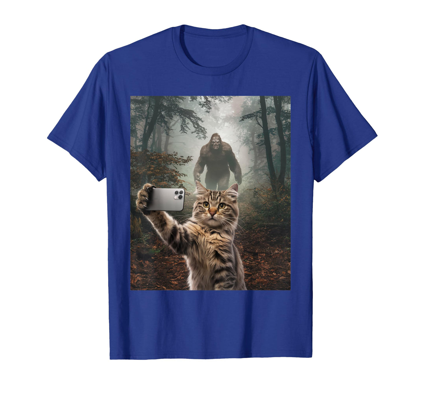 Funny Surprised Scared Cat Selfie Meme Sasquatch Bigfoot T-Shirt