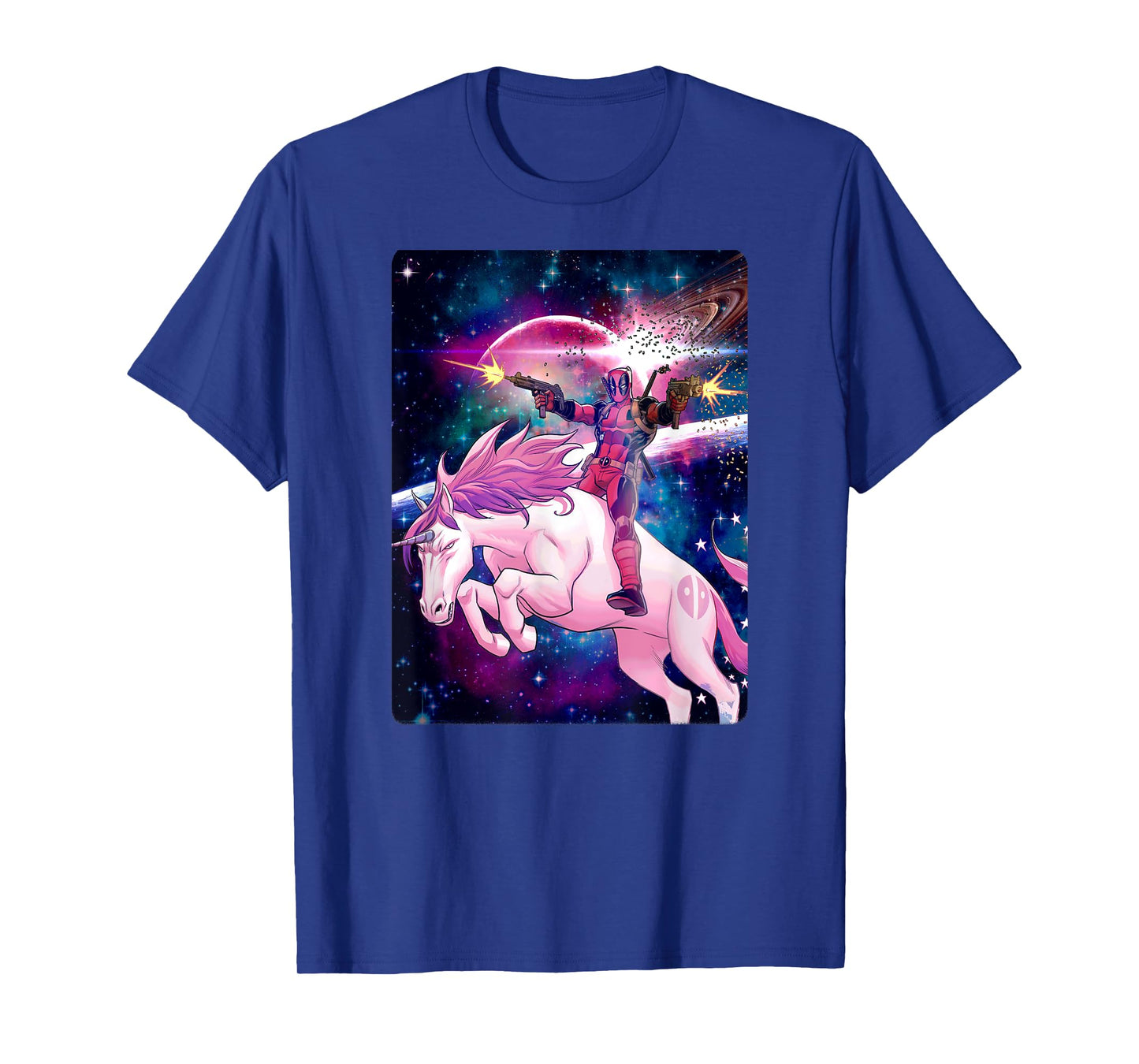 Marvel Deadpool In Space Unicorn Saddles Ablaze T-Shirt T-Shirt