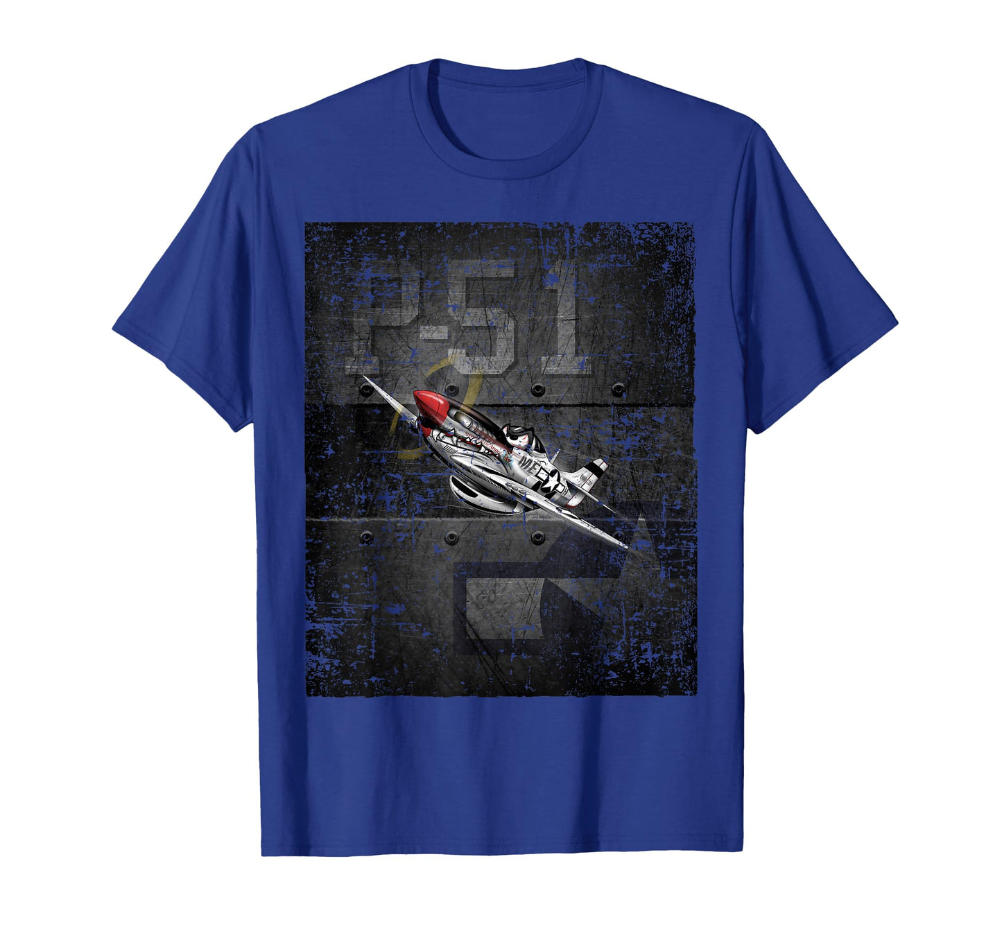 P51 Military Fighter Airplane WW-II Warbird Cartoon T-Shirt