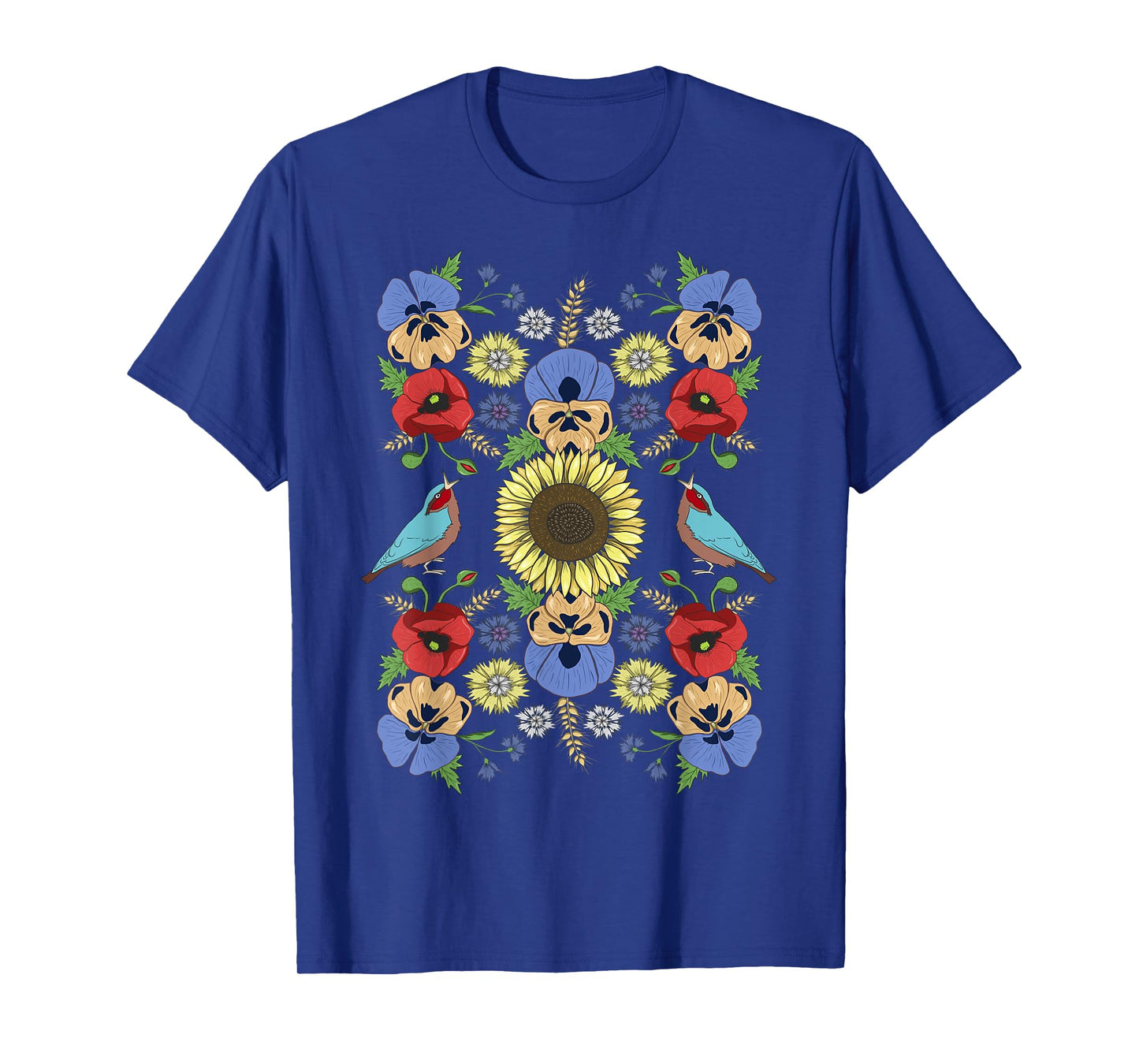 Ukraine Birds Sunflower Tee Cute Floral Ukrainian Vyshyvanka T-Shirt