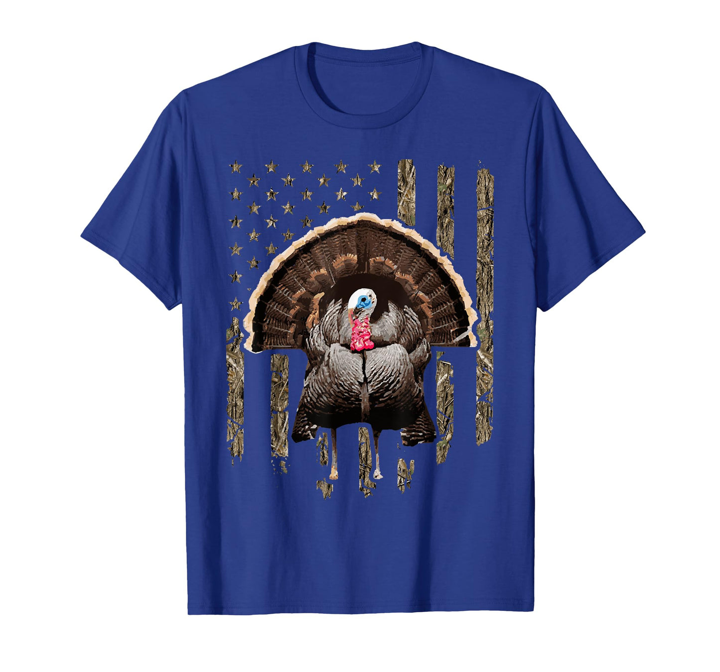 Turkey Hunting Graphic American Flag Tree Camouflage T-Shirt