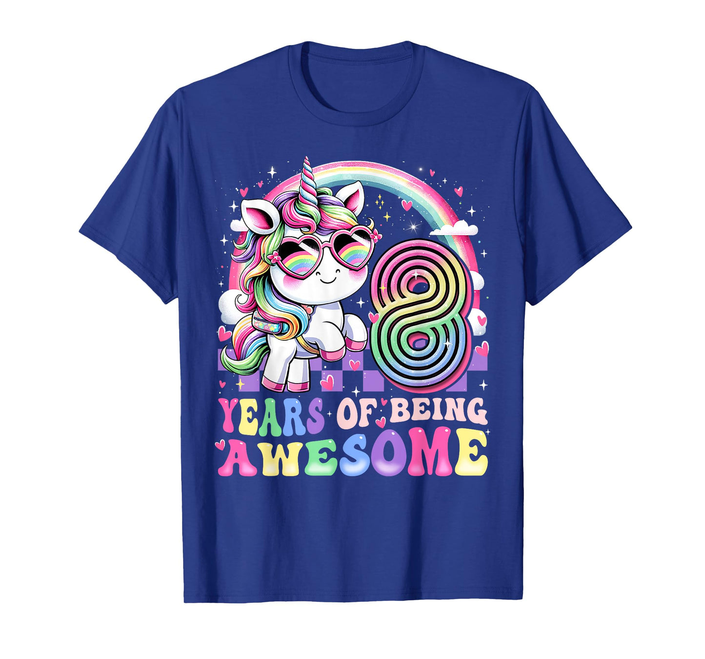 Awesome 8 Year Old Unicorn 8th Birthday Girl Party Princess T-Shirt