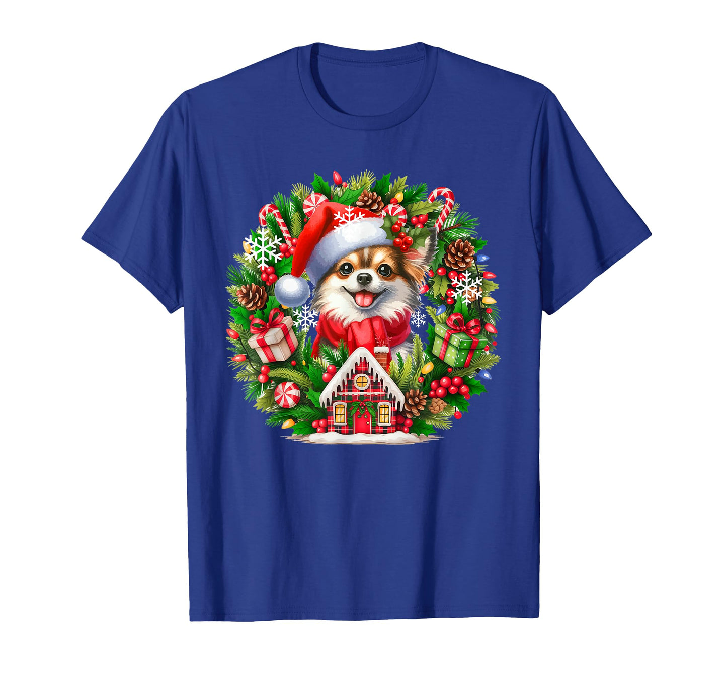 Santa Chihuahua Christmas Floral Circle Matching Owner Kids T-Shirt