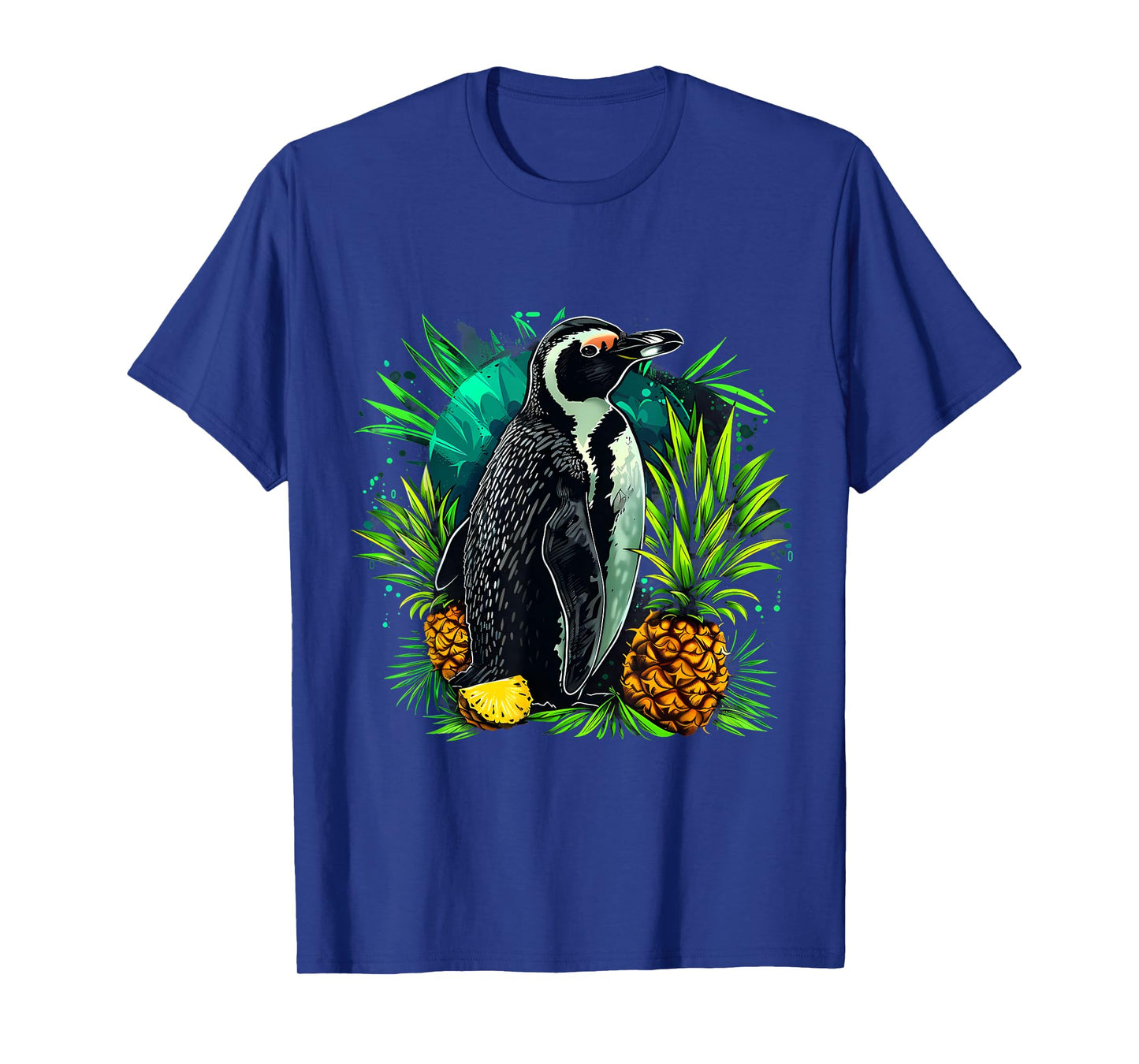 Pineapple Penguin Bird Colourful Artwork Motif Penguin Lover T-Shirt