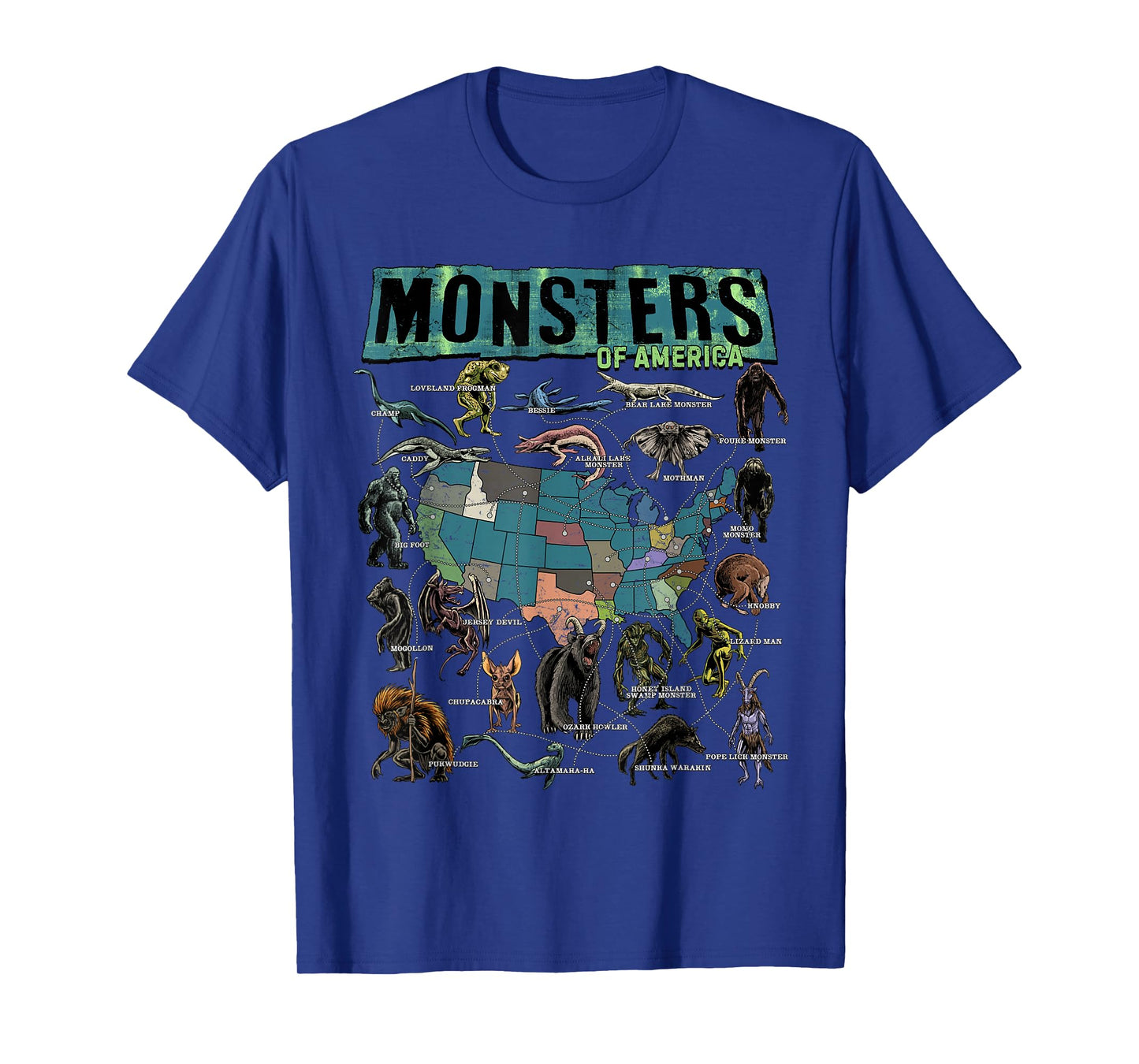 Cryptid Monsters of America Folklore Creature Cryptozoology T-Shirt