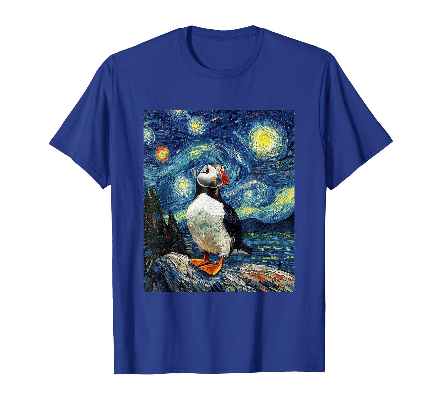Puffin Sea Bird - Van Gogh Style - Starry Night T-Shirt