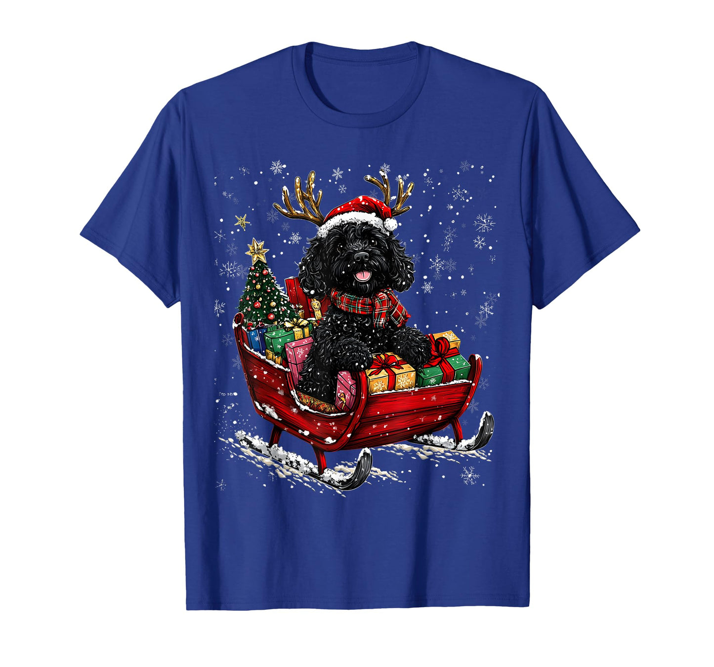 Santa Goldendoodle reindeer Light Christmas T-Shirt