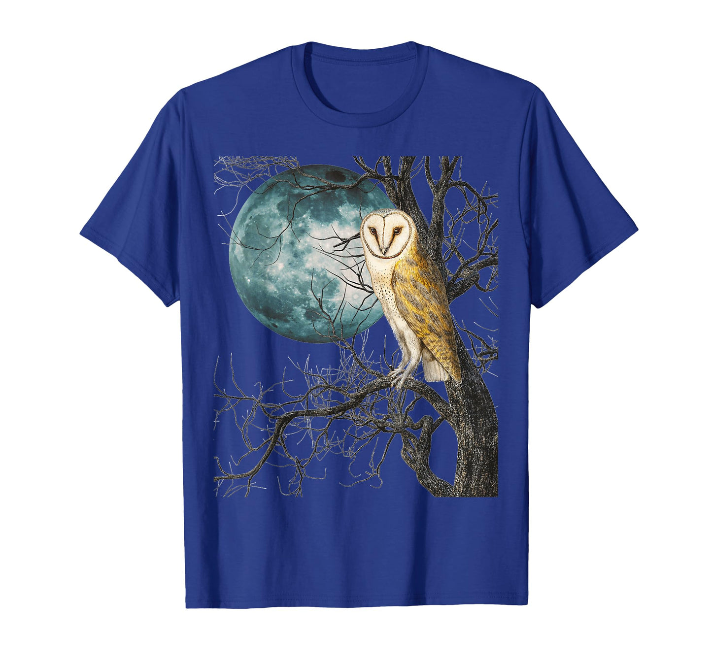 Owl Barn Night Moon Full Vintage Illustration Birder Graphic T-Shirt