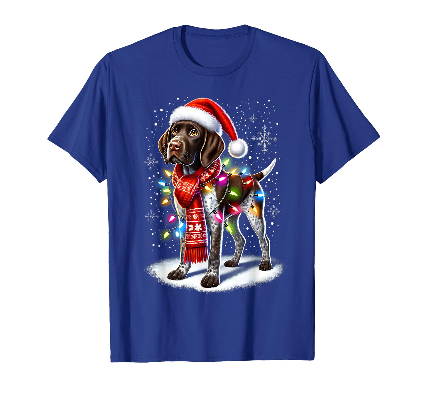 German Shorthaired Pointer Christmas Tree Lights Xmas T-Shirt