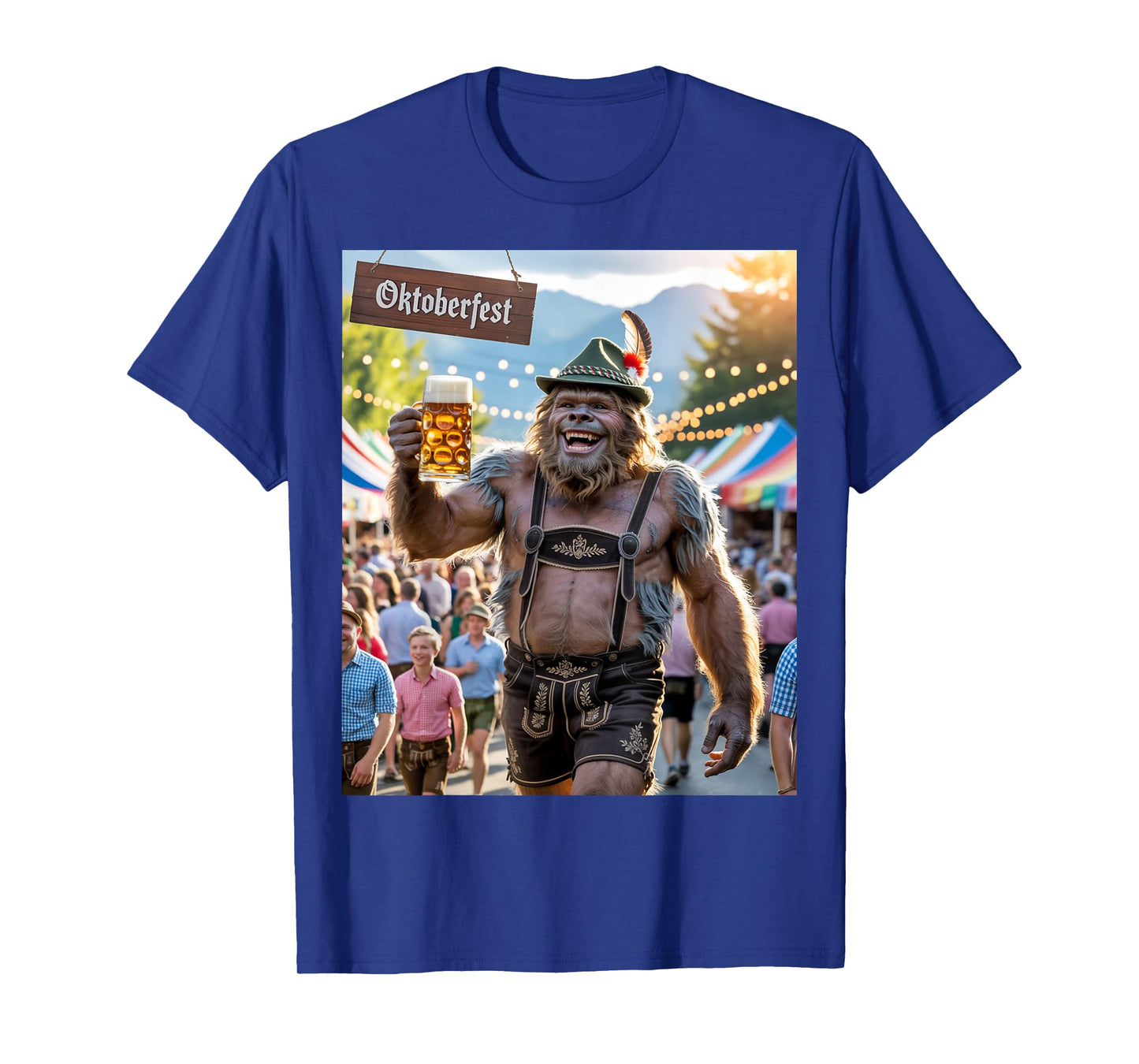 German Bigfoot Sasquatch Lederhosen Funny Oktoberfest 2025 T-Shirt