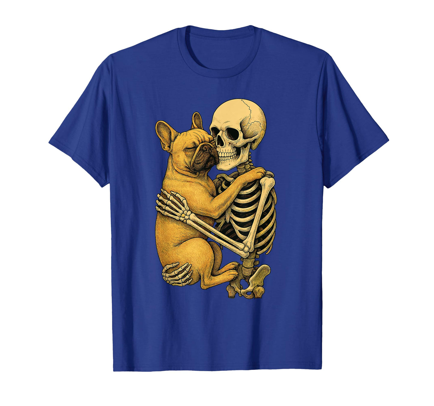 Skeleton Hugging French Bulldog T-Shirt