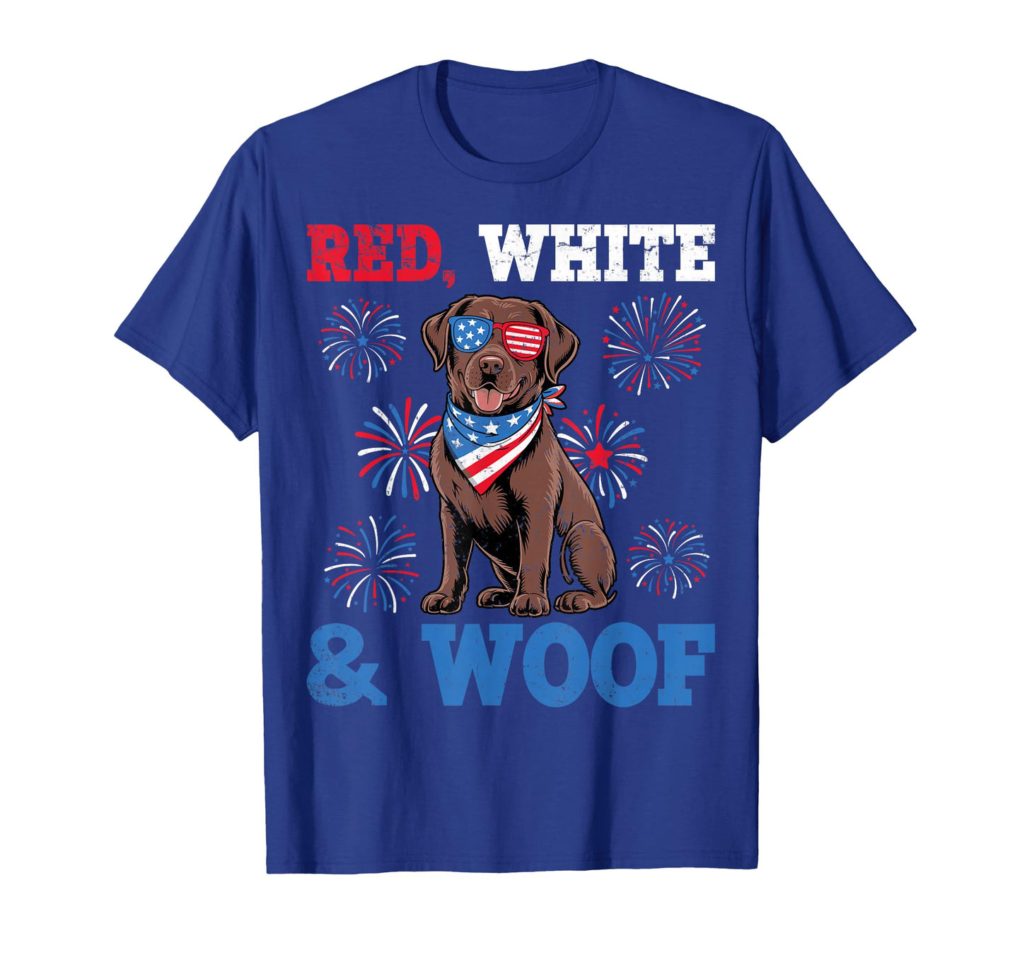 Red White And Woof Labrador Retriever Dog 4th of July T-Shirt