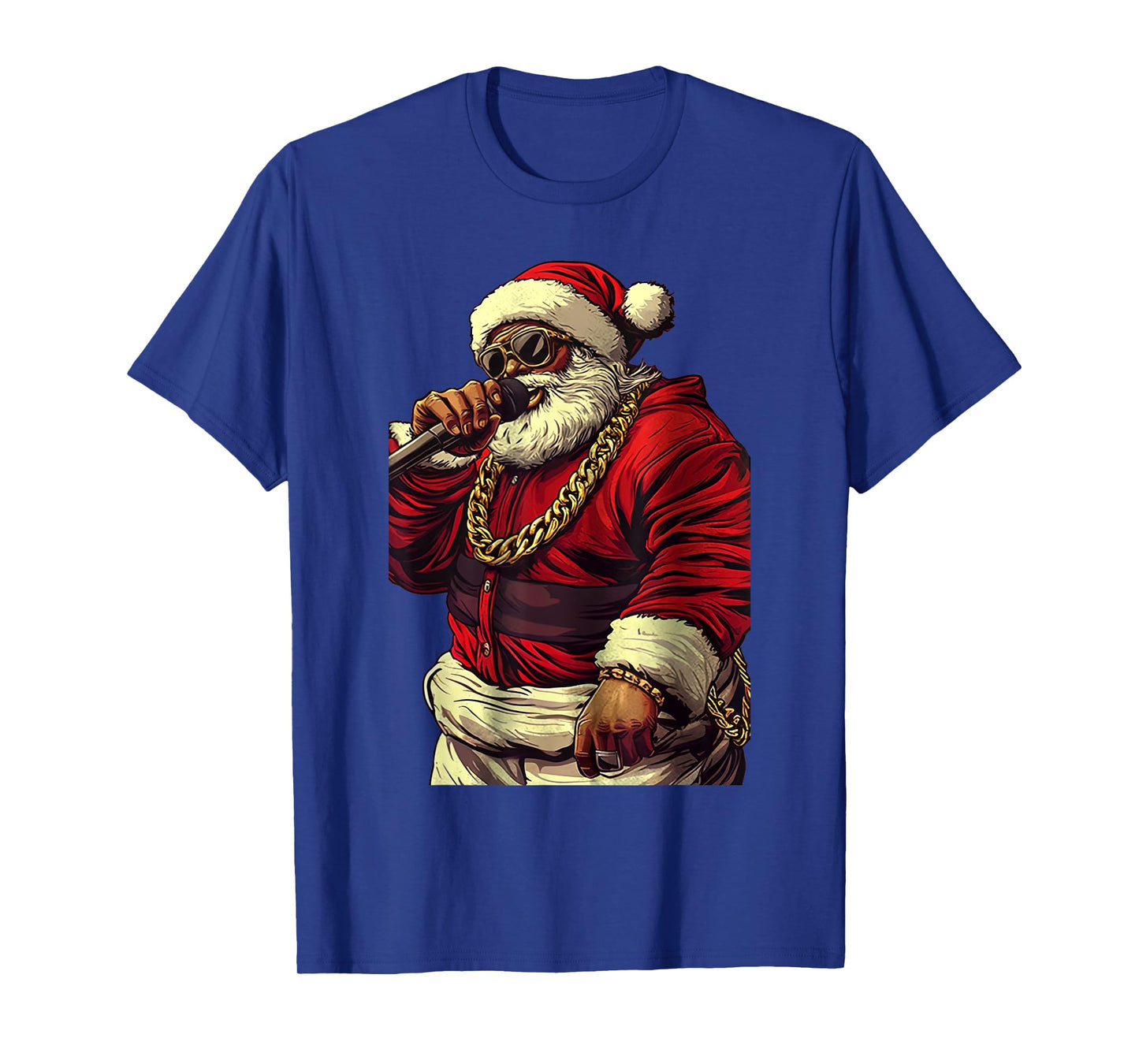 Vintage Santa Claus Hip-hop Rapper Christmas Funny Black Men T-Shirt