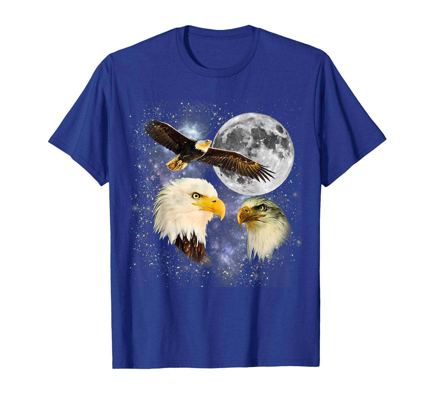 Three Bald Eagle Moon Meme Funny American Bird Eagles Lover T-Shirt