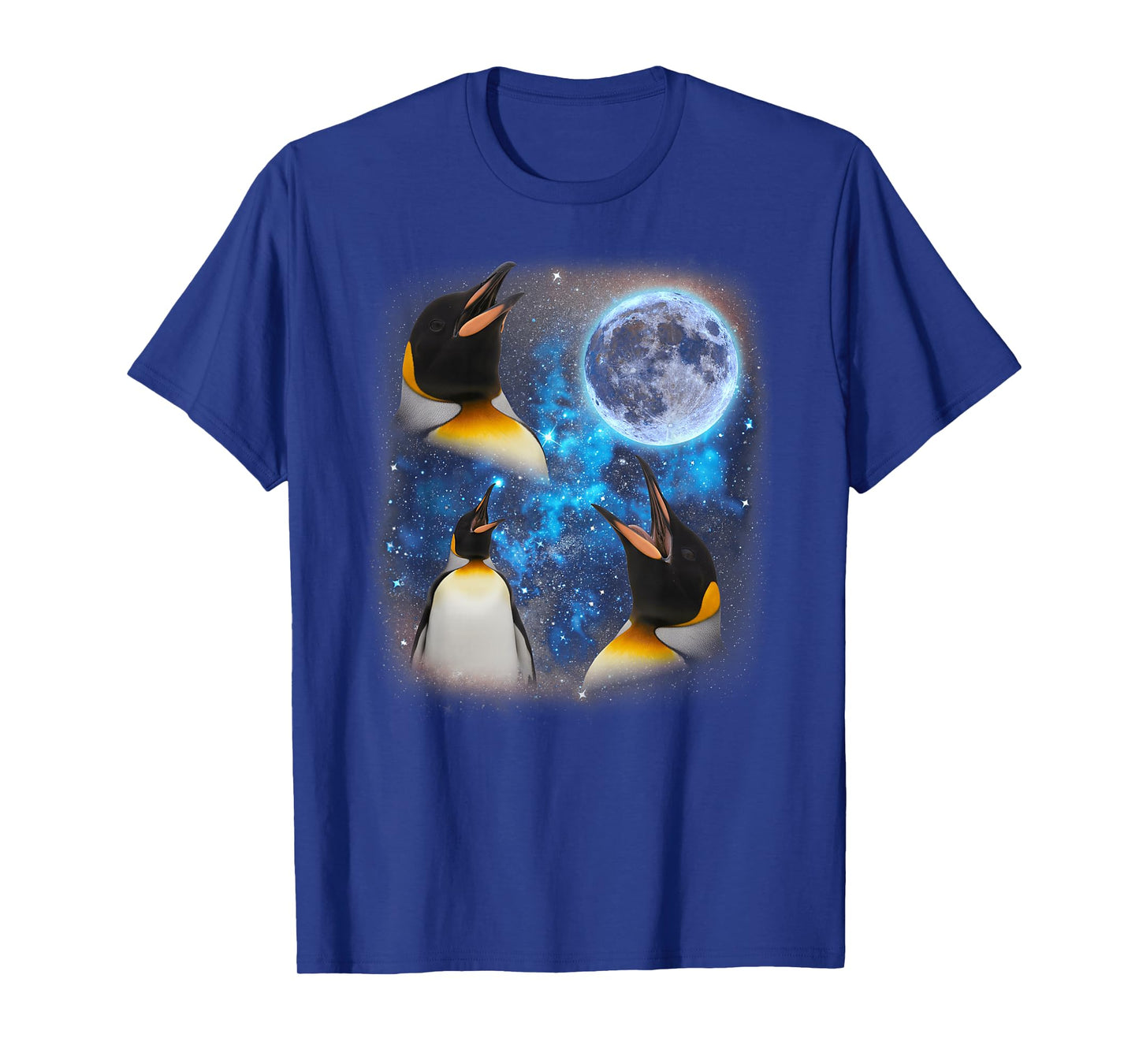 Three Penguins Howling at The Moon Weird Meme Penguin T-Shirt