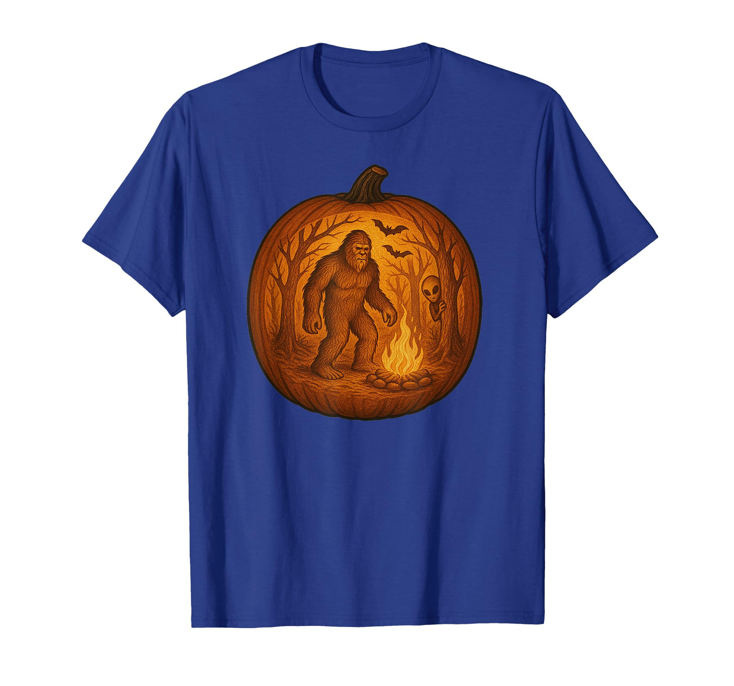 Bigfoot and Alien Halloween Pumpkin Carving T-Shirt