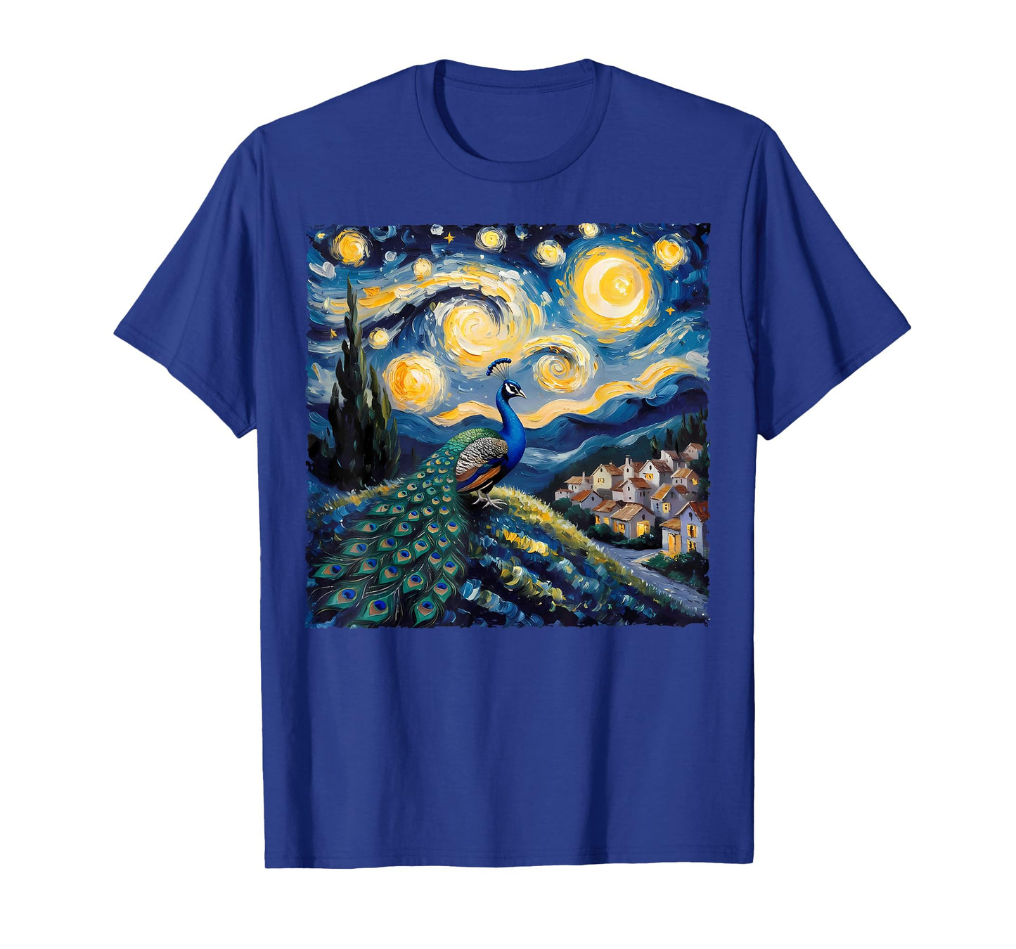 Van Gogh Style Funny Peacock Lover The Starry Night Painting T-Shirt