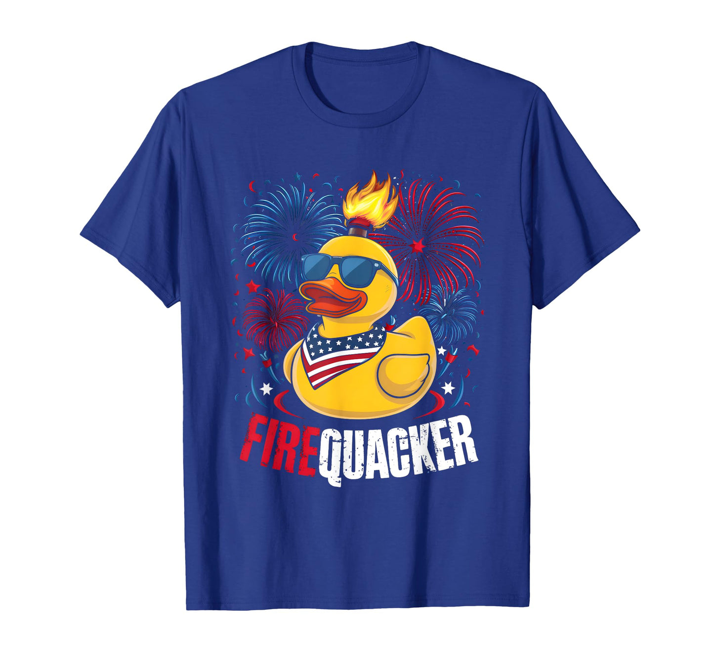 4th of July Duck Firequacker Patriotic Fourth of July Funny T-Shirt for Women Kids Men