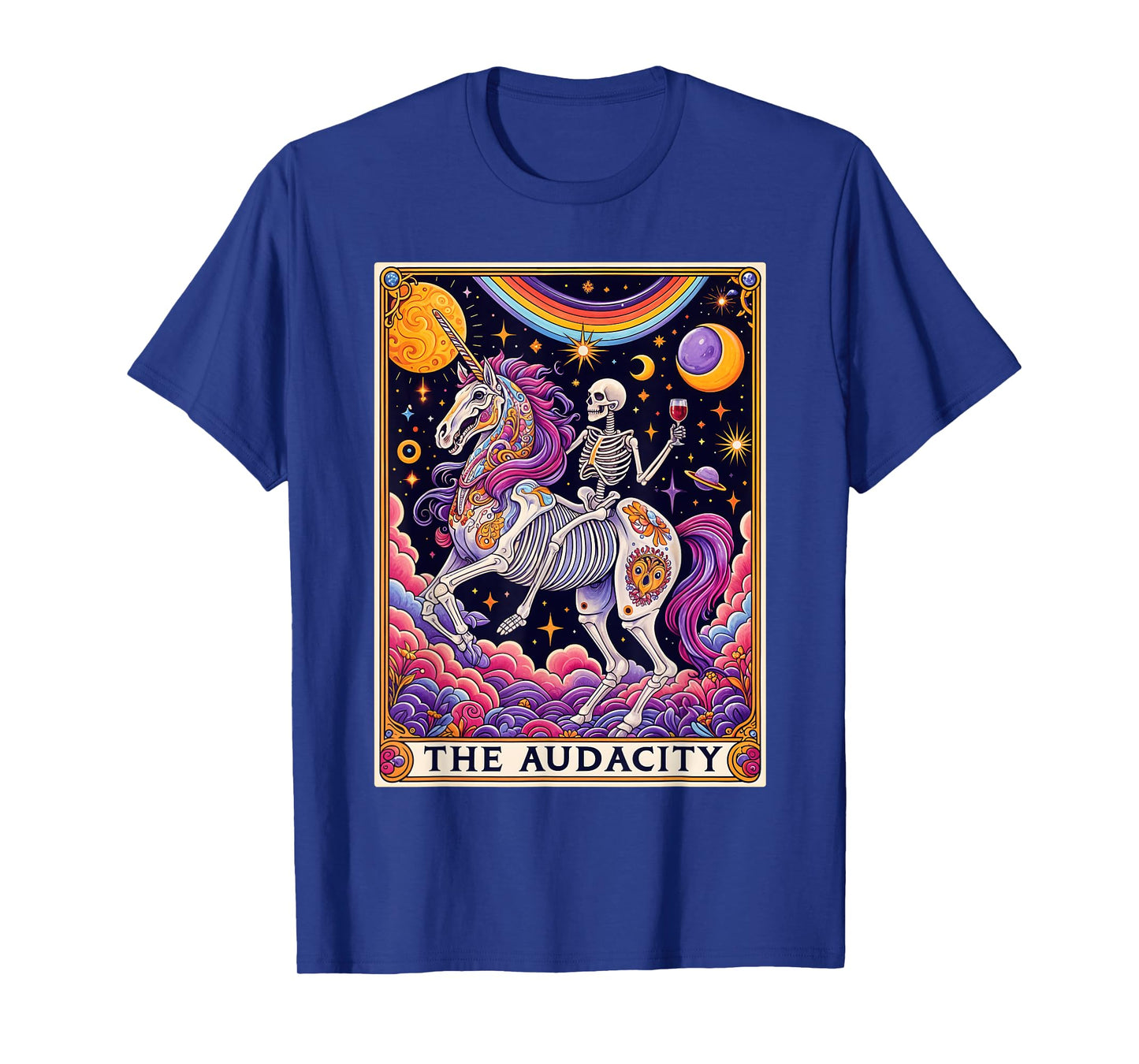 The Audacity Tarot Card Shirt Rainbow Skeleton Unicorn Lover T-Shirt