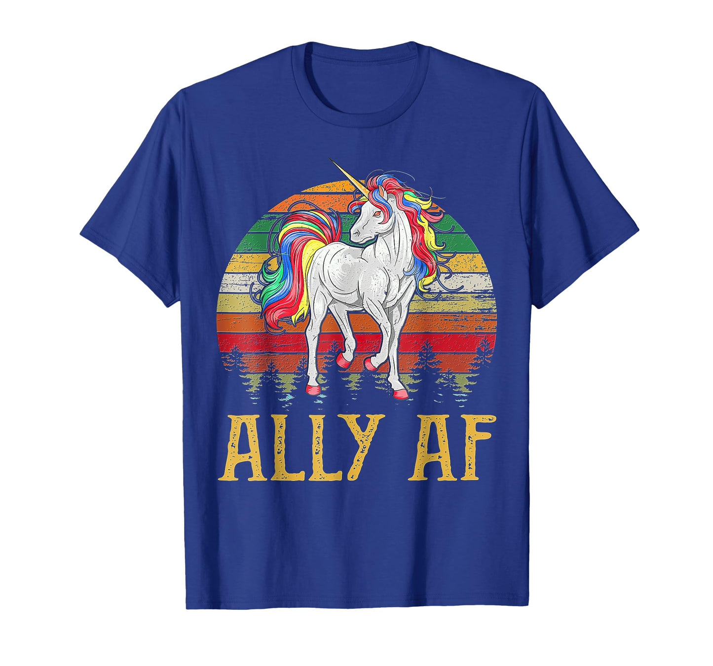 Proud Ally AF Rainbow Unicorn Lesbian Gay Pride LGBT T-Shirt