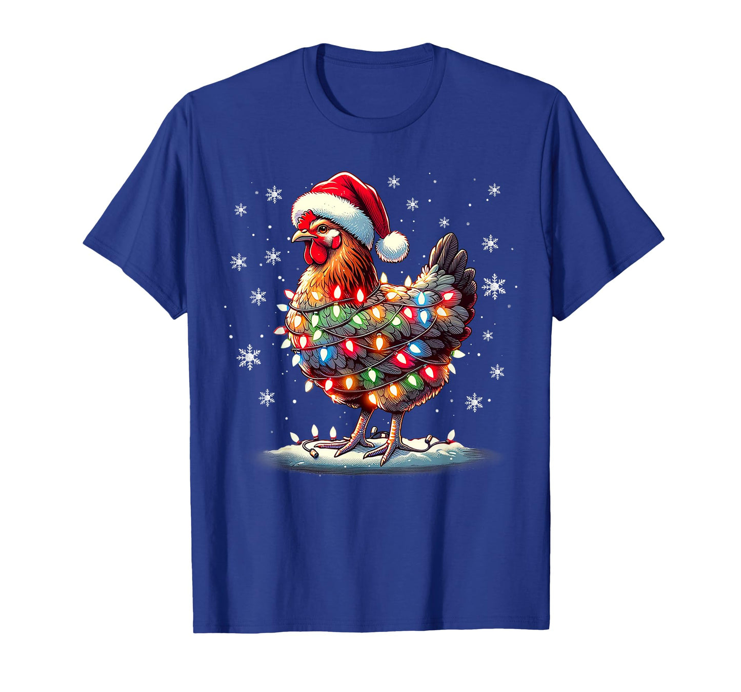 Chicken Santa Christmas Light Funny Xmas Chicken Pajamas T-Shirt