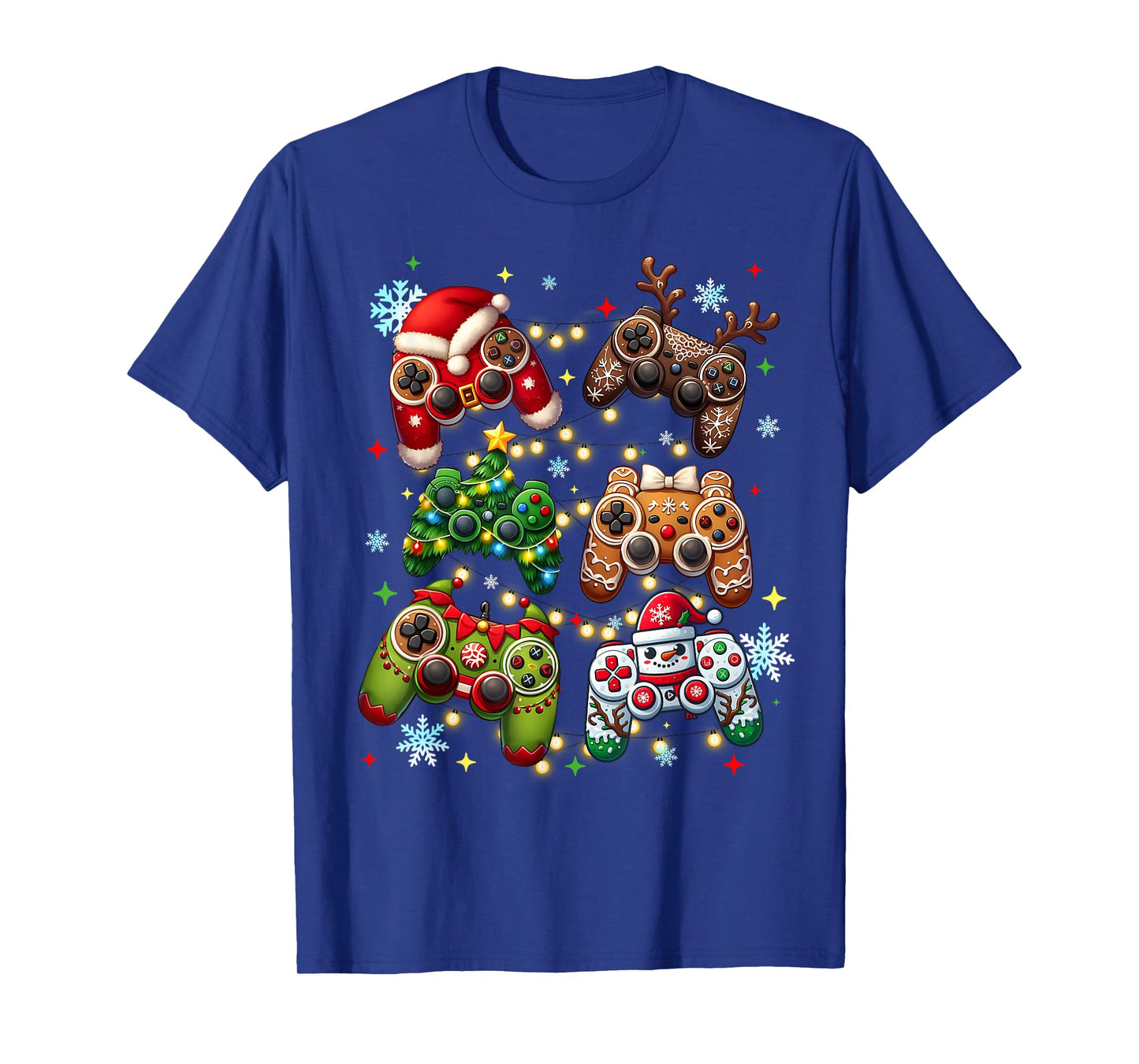 Boys Christmas Shirt Santa Elf Gaming Controllers Gamer Xmas T-Shirt