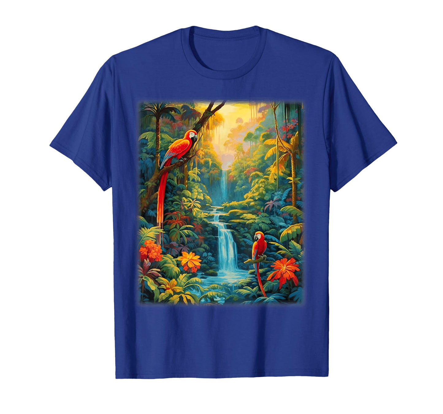 Colorful Parrots Rain Forest Jungle Macaw Parrot Men Women T-Shirt