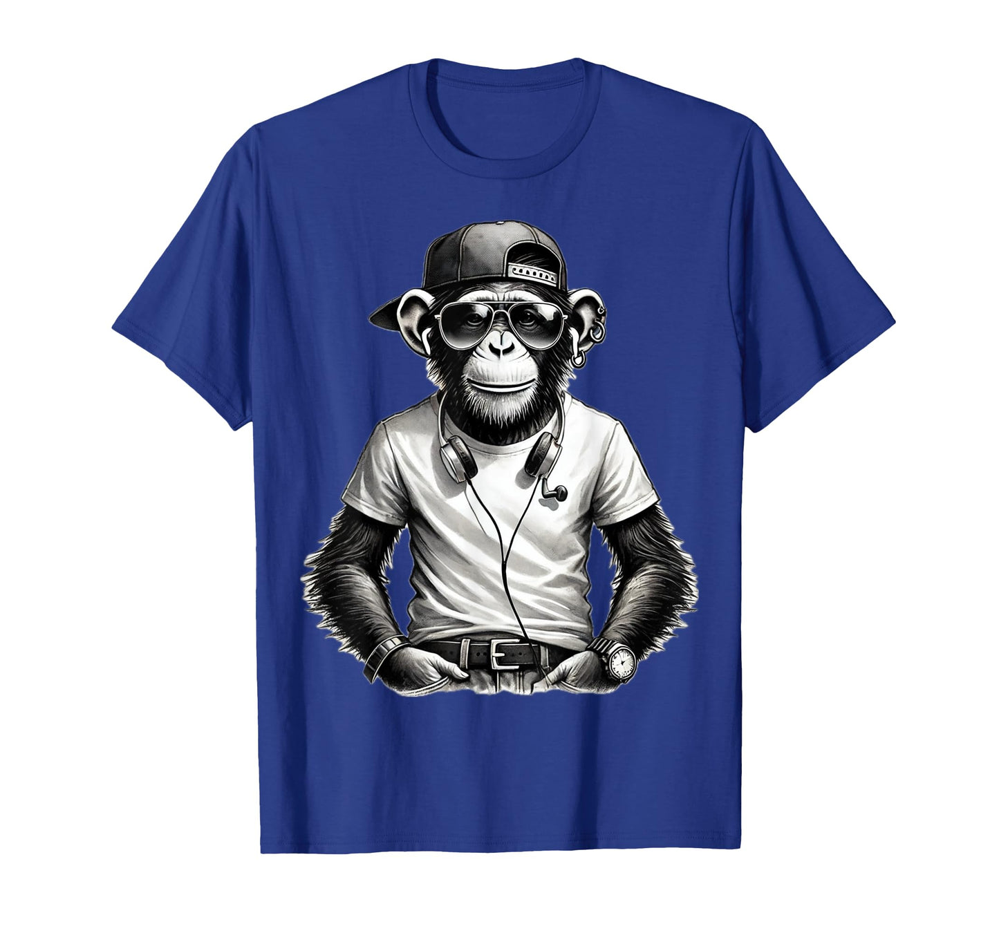 Mens Monkey Safari Sunglasses Print Tops Cartoon Print T-Shirt