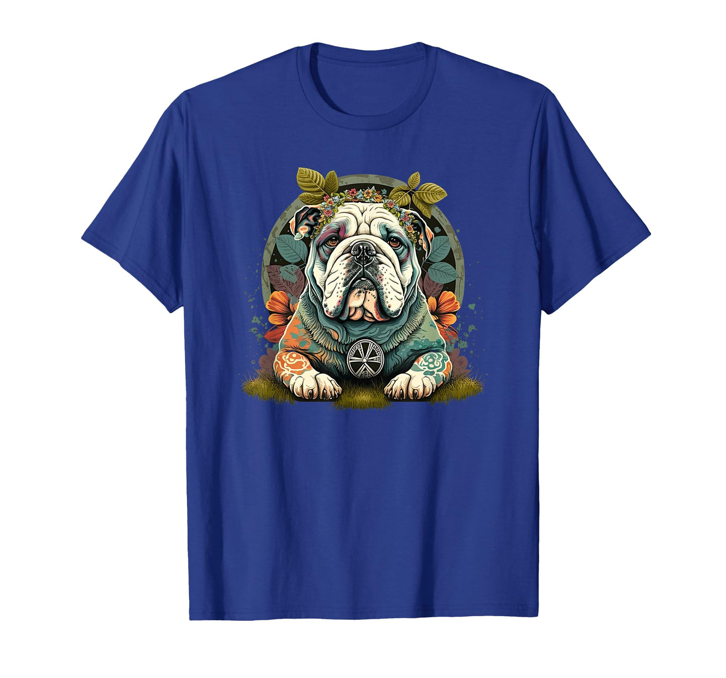 Funny Bulldog Dog Hippie T-Shirt