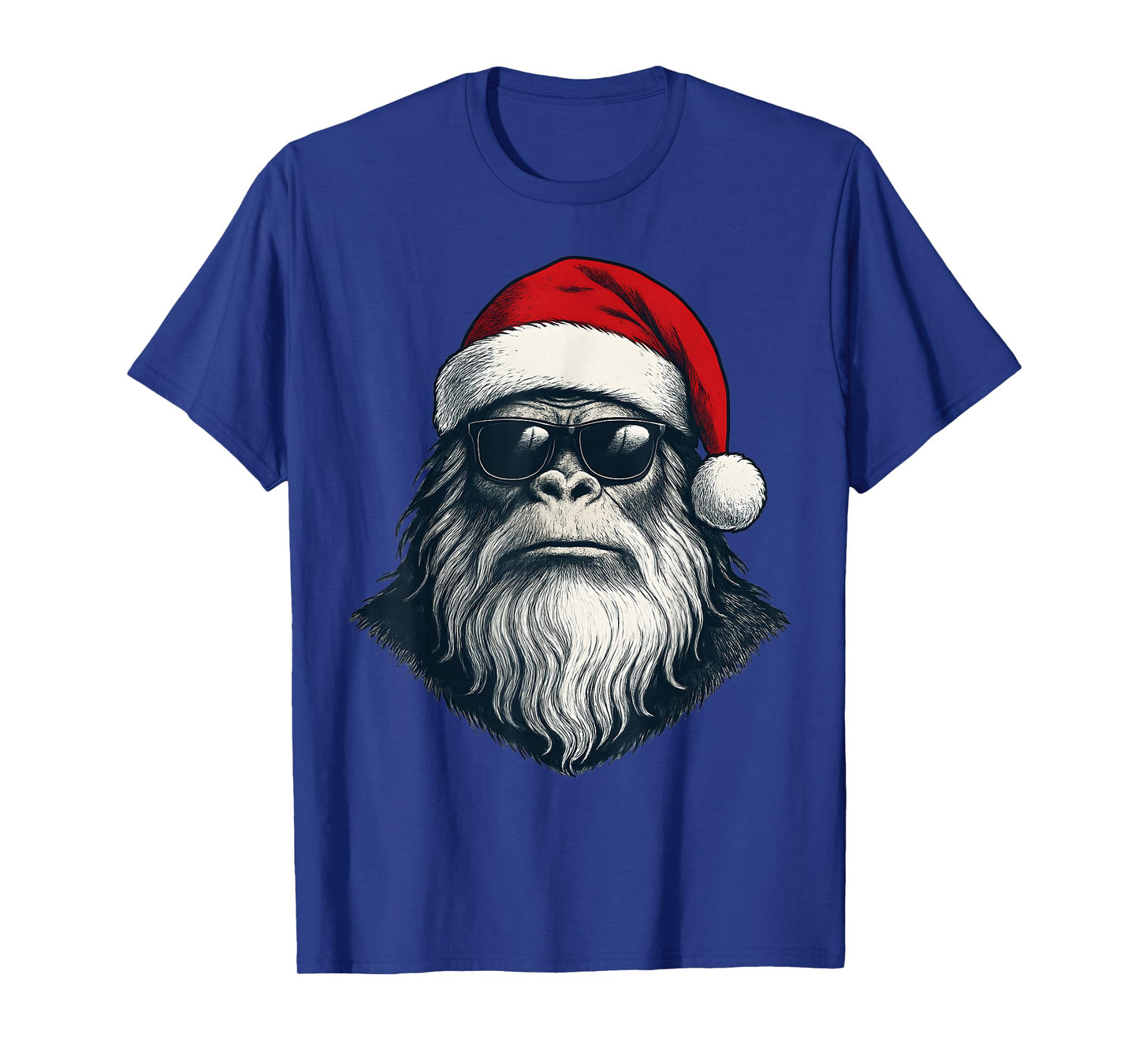 Bigfoot Face Sunglasses Santa Christmas Funny Xmas Sasquatch T-Shirt
