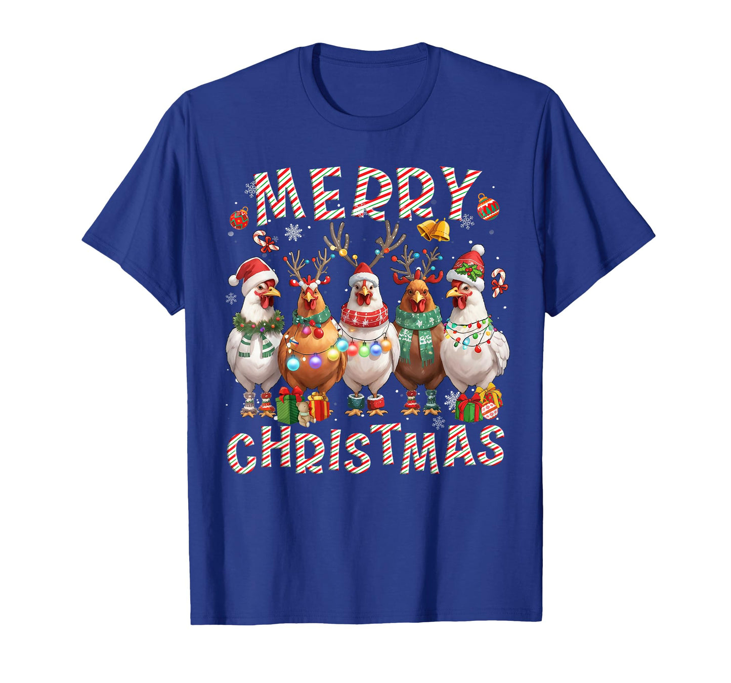 Christmas Lights Chicken Santa Funny Xmas Tree T-Shirt