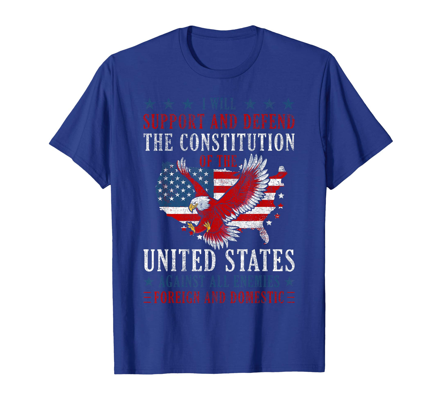 Support & Defend The Constitution US Flag Eagle 4th of July T-Shirt for Women Men